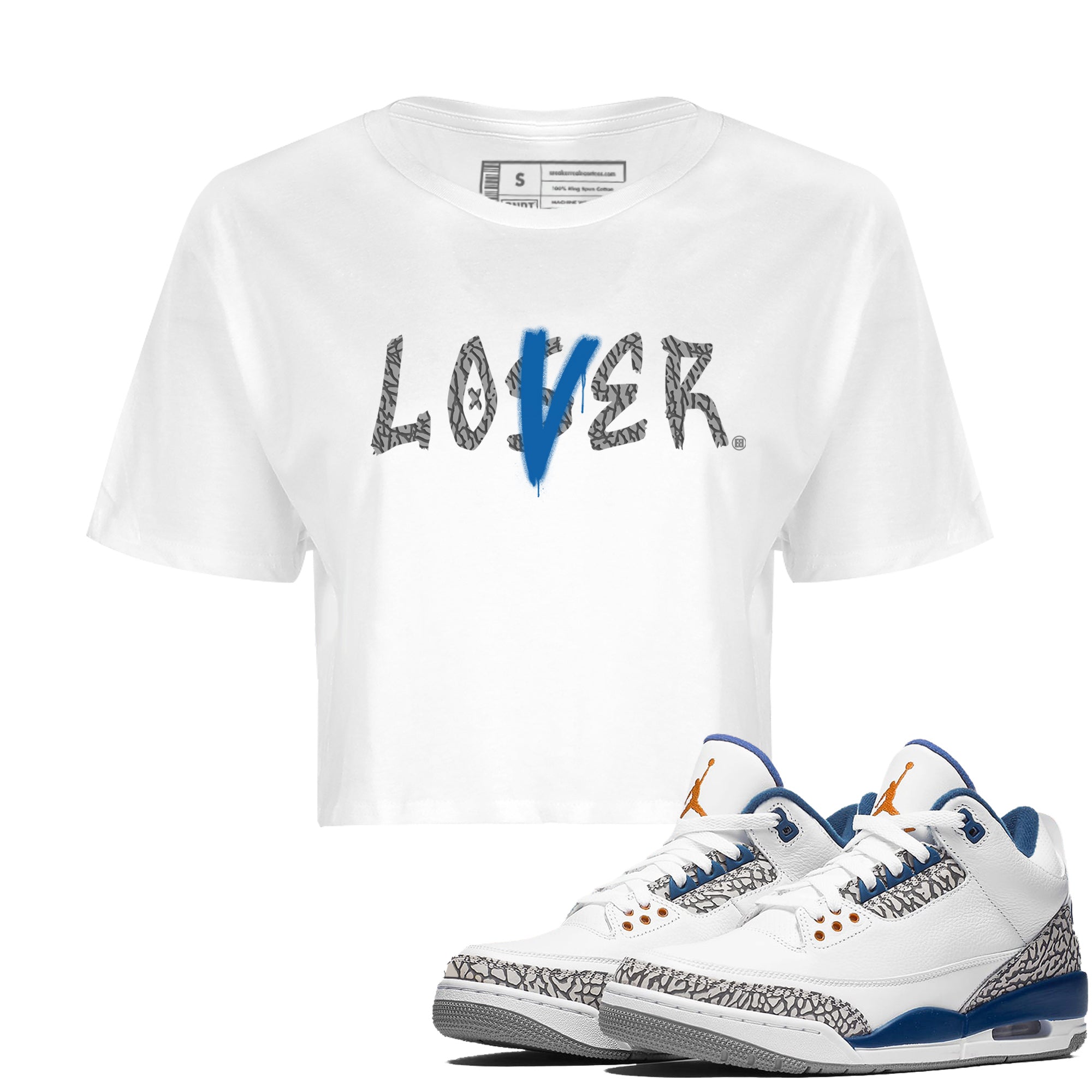 Air Jordan 3 Wizards Sneaker Match Tees Loser Lover Sneaker Tees 3s Wizards T-Shirt Women's Shirts White 1