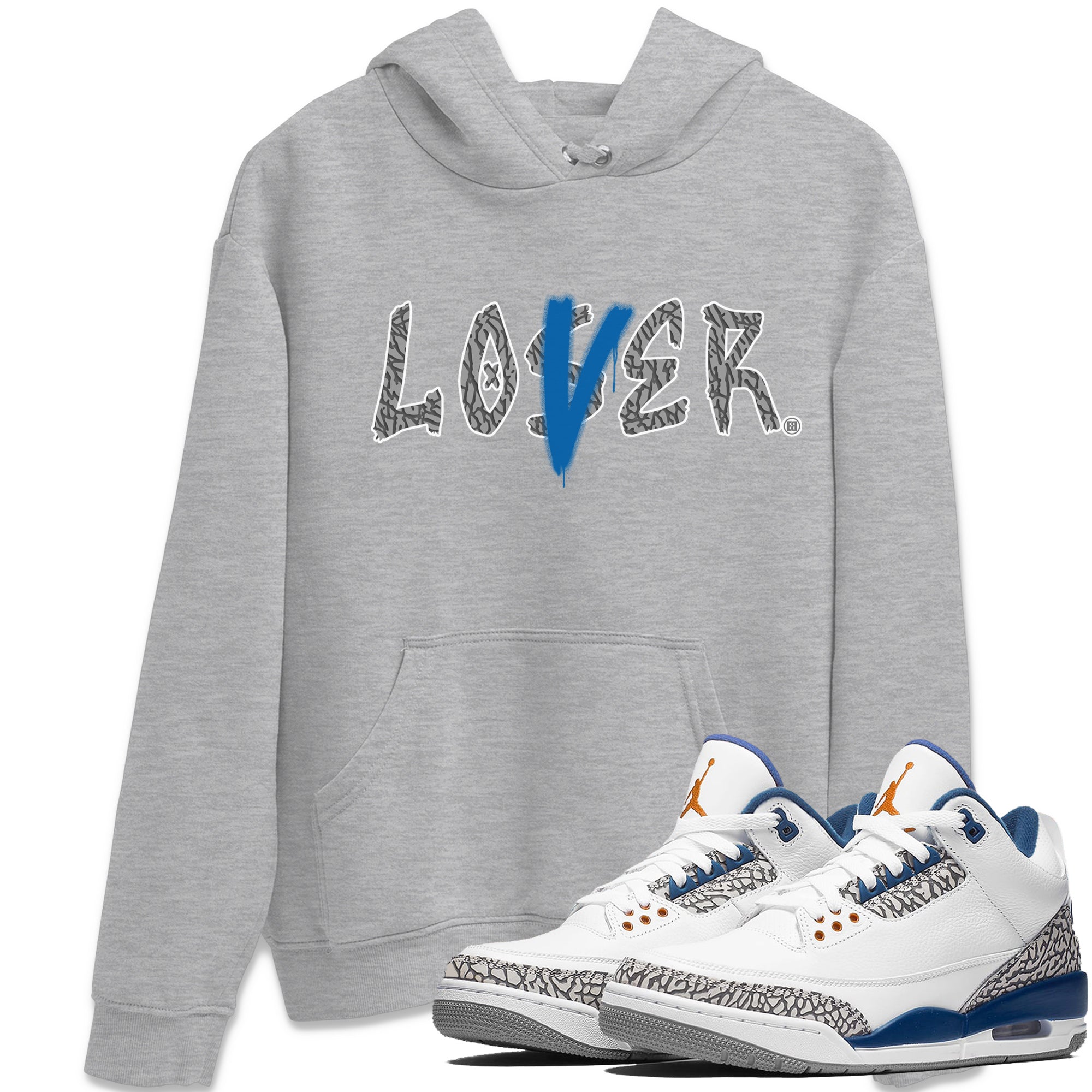 Air Jordan 3 Wizards Sneaker Match Tees Loser Lover Streetwear Sneaker Shirt 3s Wizards T-Shirt Unisex Shirts Heather Grey 1