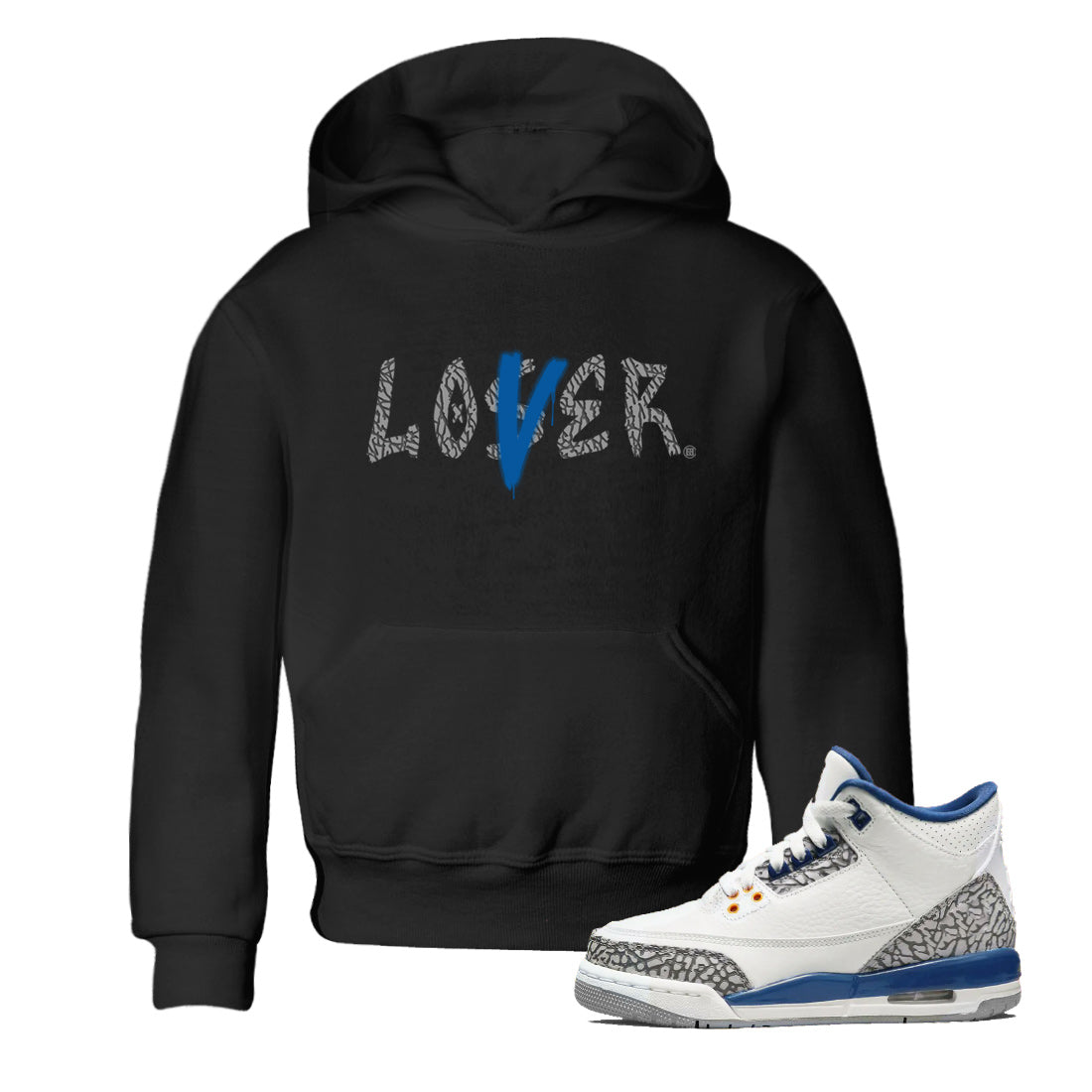 Air Jordan 3 Wizards Sneaker Match Tees Loser Lover Streetwear Sneaker Shirt 3s Wizards T-Shirt Kids Shirts Black 1