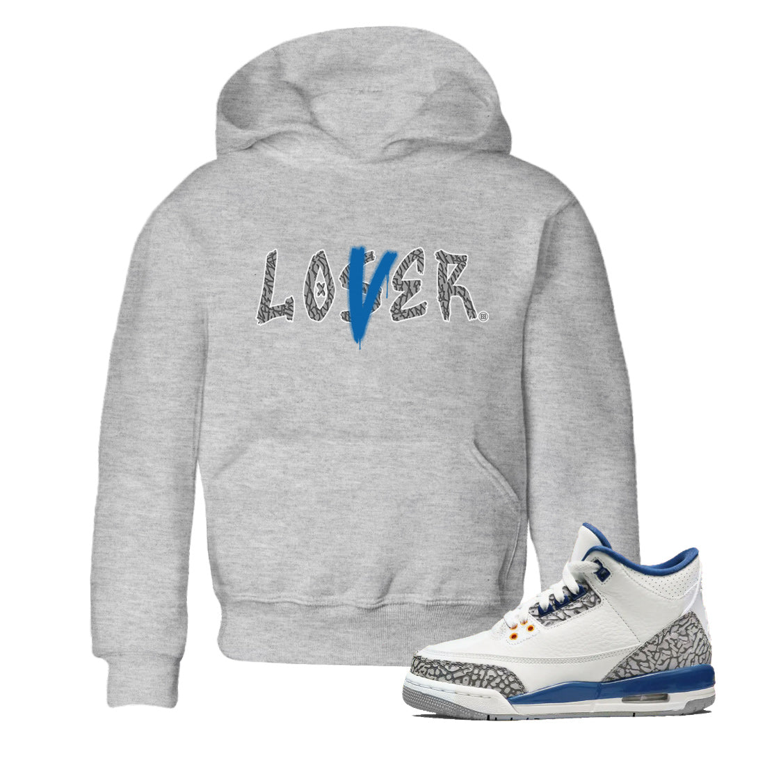 Air Jordan 3 Wizards Sneaker Match Tees Loser Lover Streetwear Sneaker Shirt 3s Wizards T-Shirt Kids Shirts Heather Grey 1