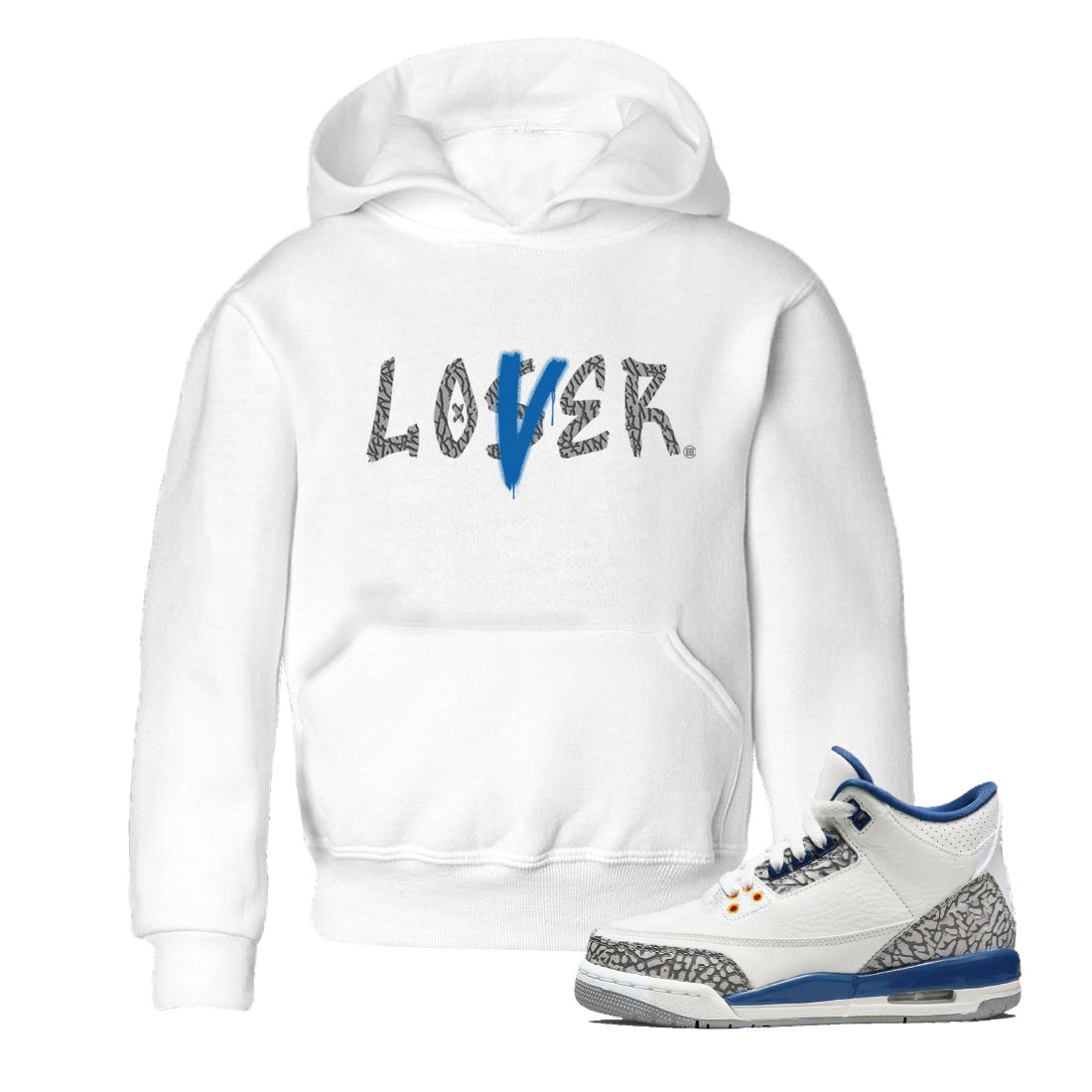 Air Jordan 3 Wizards Sneaker Match Tees Loser Lover Streetwear Sneaker Shirt 3s Wizards T-Shirt Kids Shirts White 1