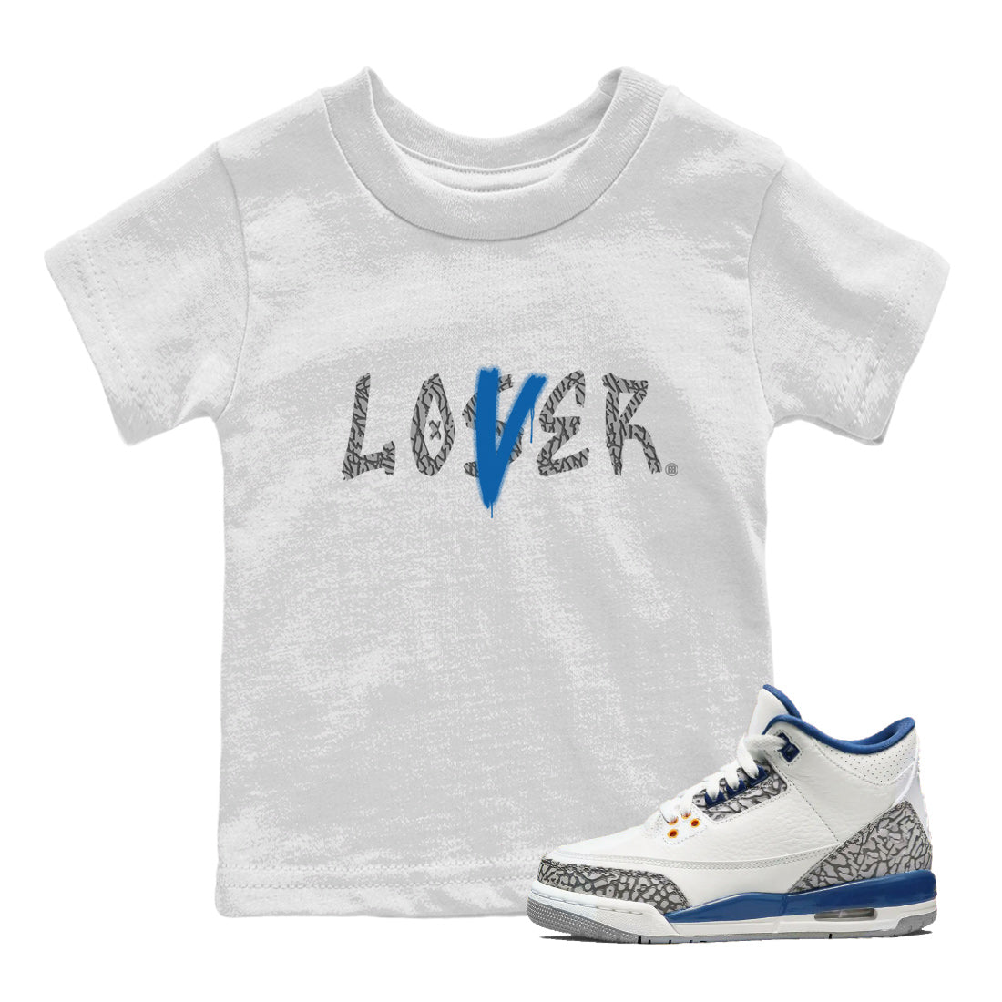 Air Jordan 3 Wizards Sneaker Match Tees Loser Lover Streetwear Sneaker Shirt 3s Wizards T-Shirt Kids Shirts White 1