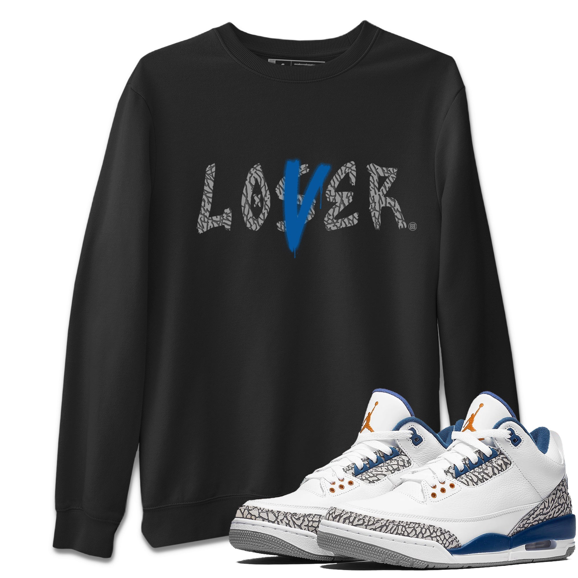 Air Jordan 3 Wizards Sneaker Match Tees Loser Lover Streetwear Sneaker Shirt 3s Wizards T-Shirt Unisex Shirts Black 1