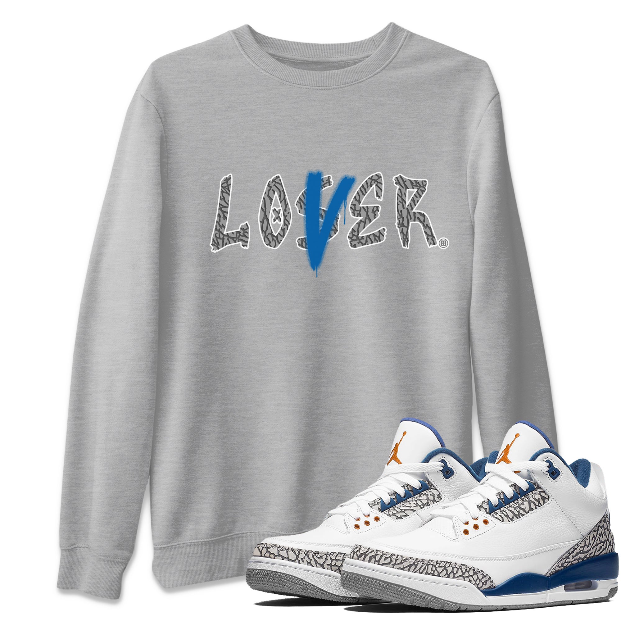 Air Jordan 3 Wizards Sneaker Match Tees Loser Lover Streetwear Sneaker Shirt 3s Wizards T-Shirt Unisex Shirts Heather Grey 1