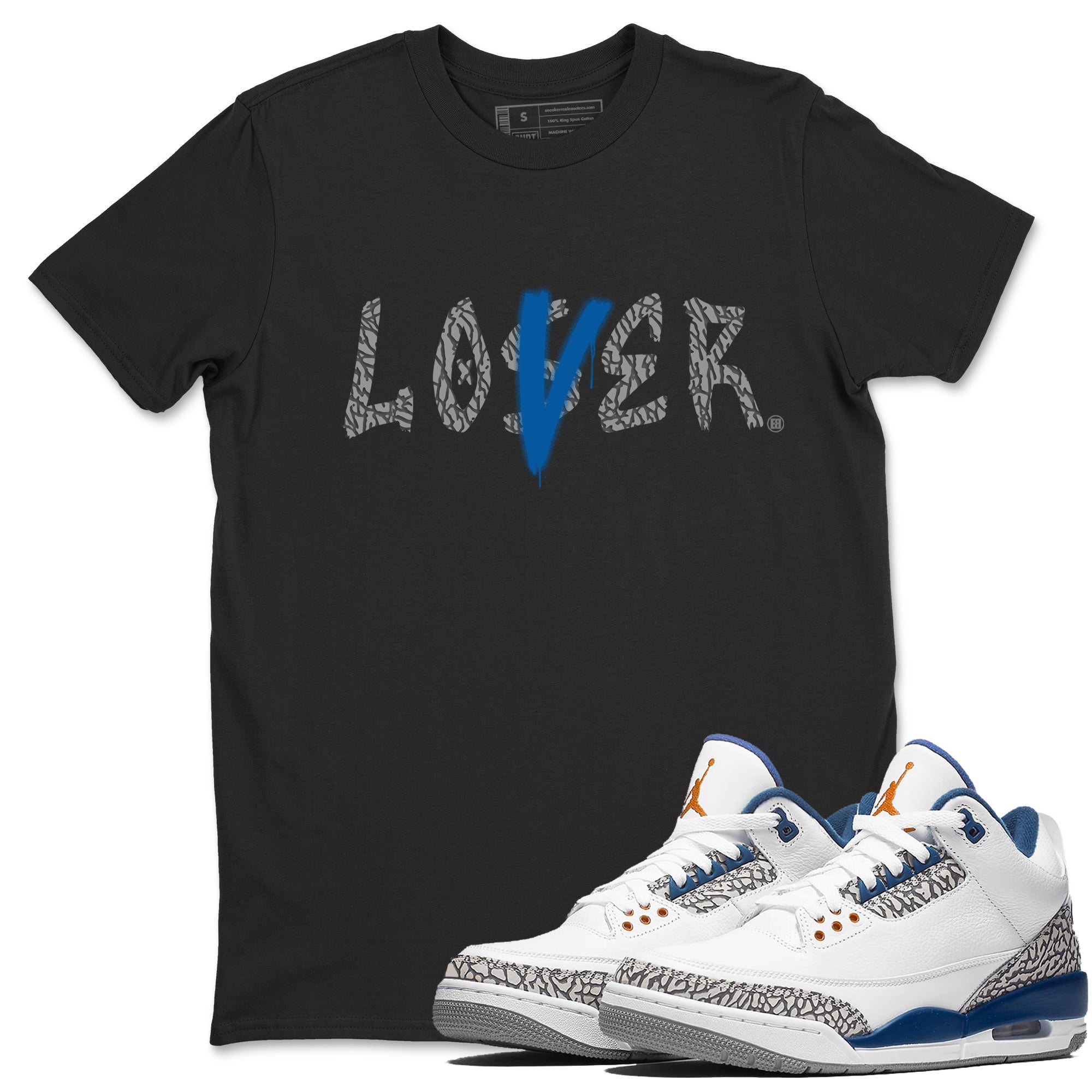 Air Jordan 3 Wizards Sneaker Match Tees Loser Lover Streetwear Sneaker Shirt 3s Wizards T-Shirt Unisex Shirts Black 1