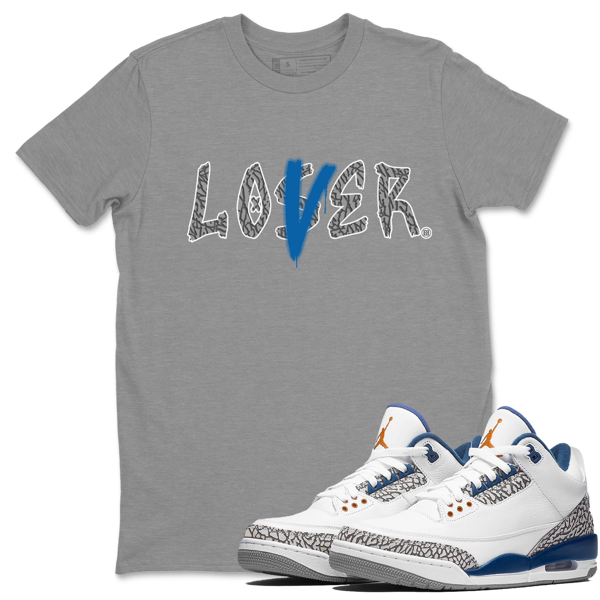 Air Jordan 3 Wizards Sneaker Match Tees Loser Lover Streetwear Sneaker Shirt 3s Wizards T-Shirt Unisex Shirts Heather Grey 1