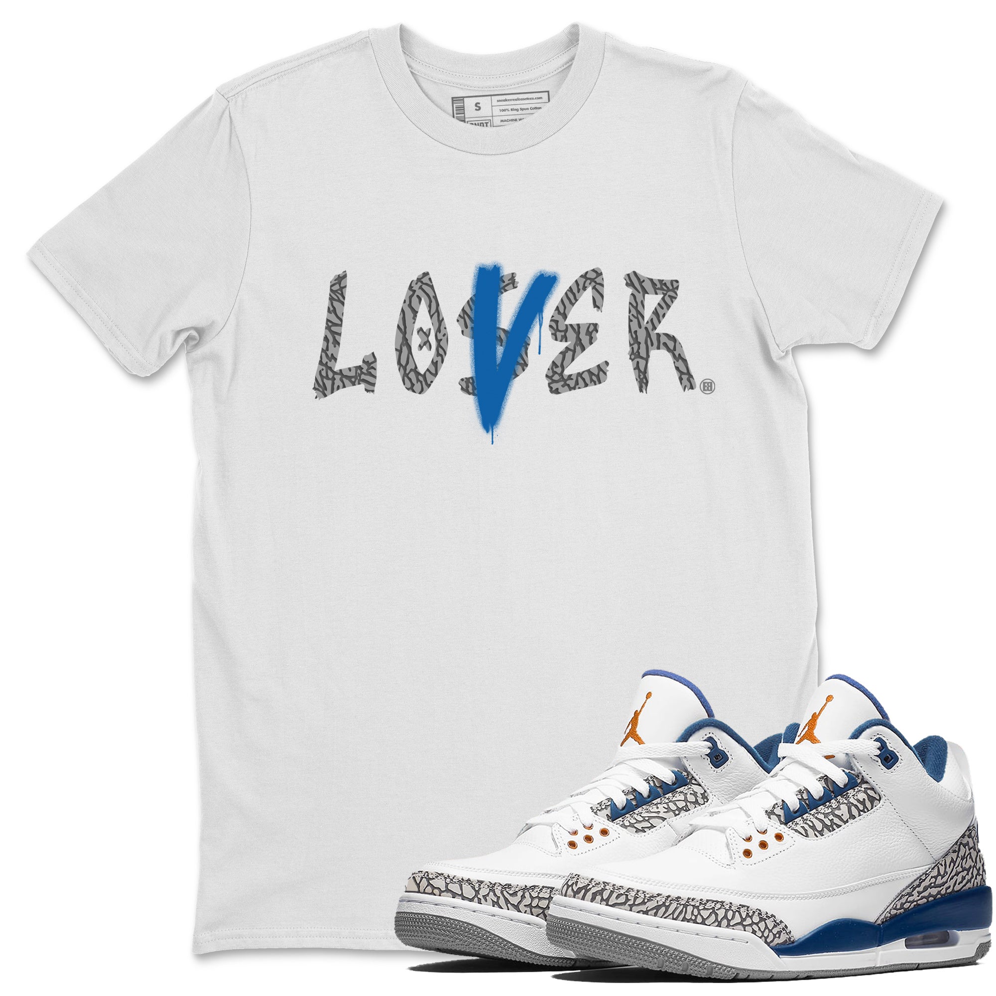 Air Jordan 3 Wizards Sneaker Match Tees Loser Lover Streetwear Sneaker Shirt 3s Wizards T-Shirt Unisex Shirts White 1