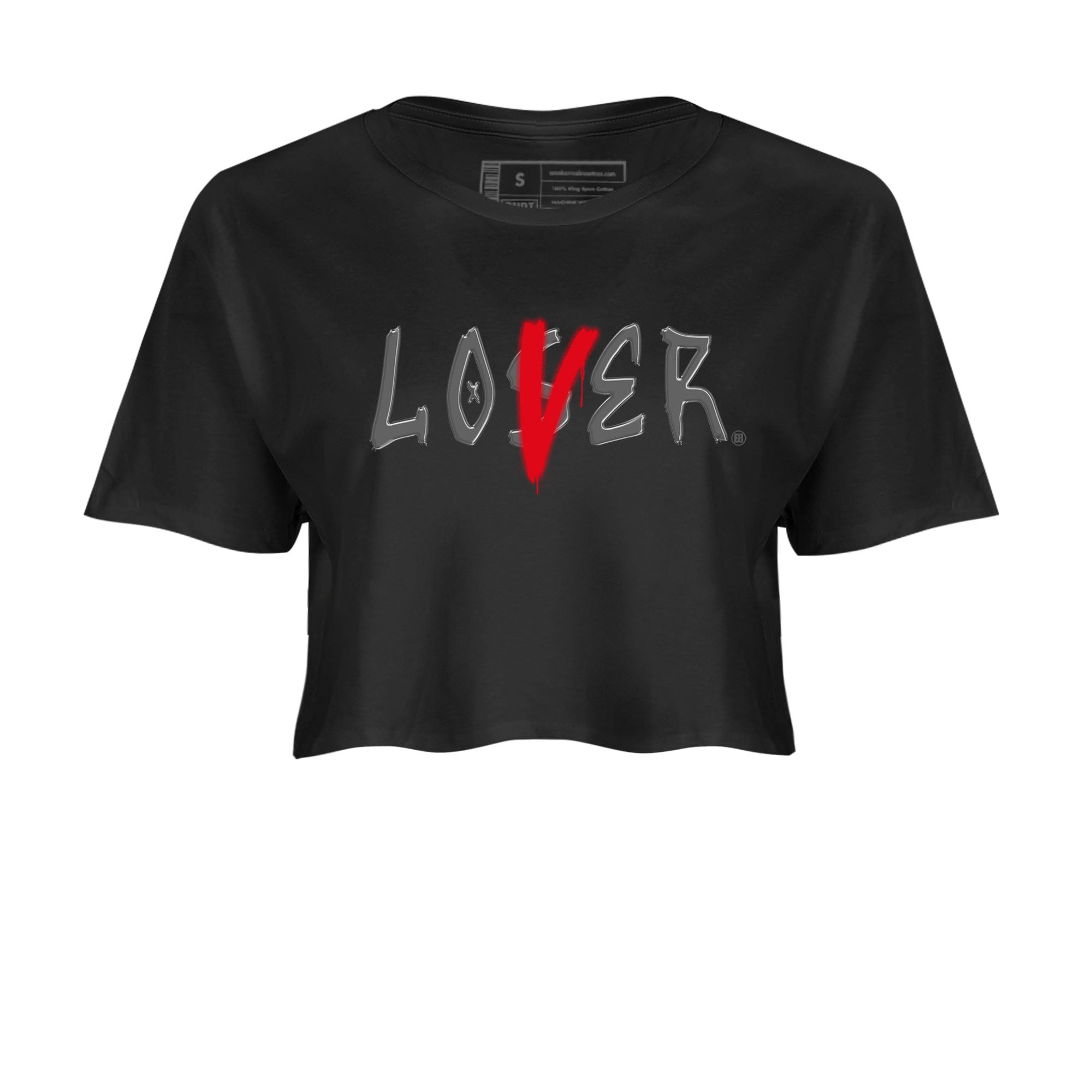 Air Jordan 4 Bred Reimagined shirt to match jordans Loser Lover sneaker tees 4s Bred Reimagined Drip Gear Zone Black 2 crop length shirt