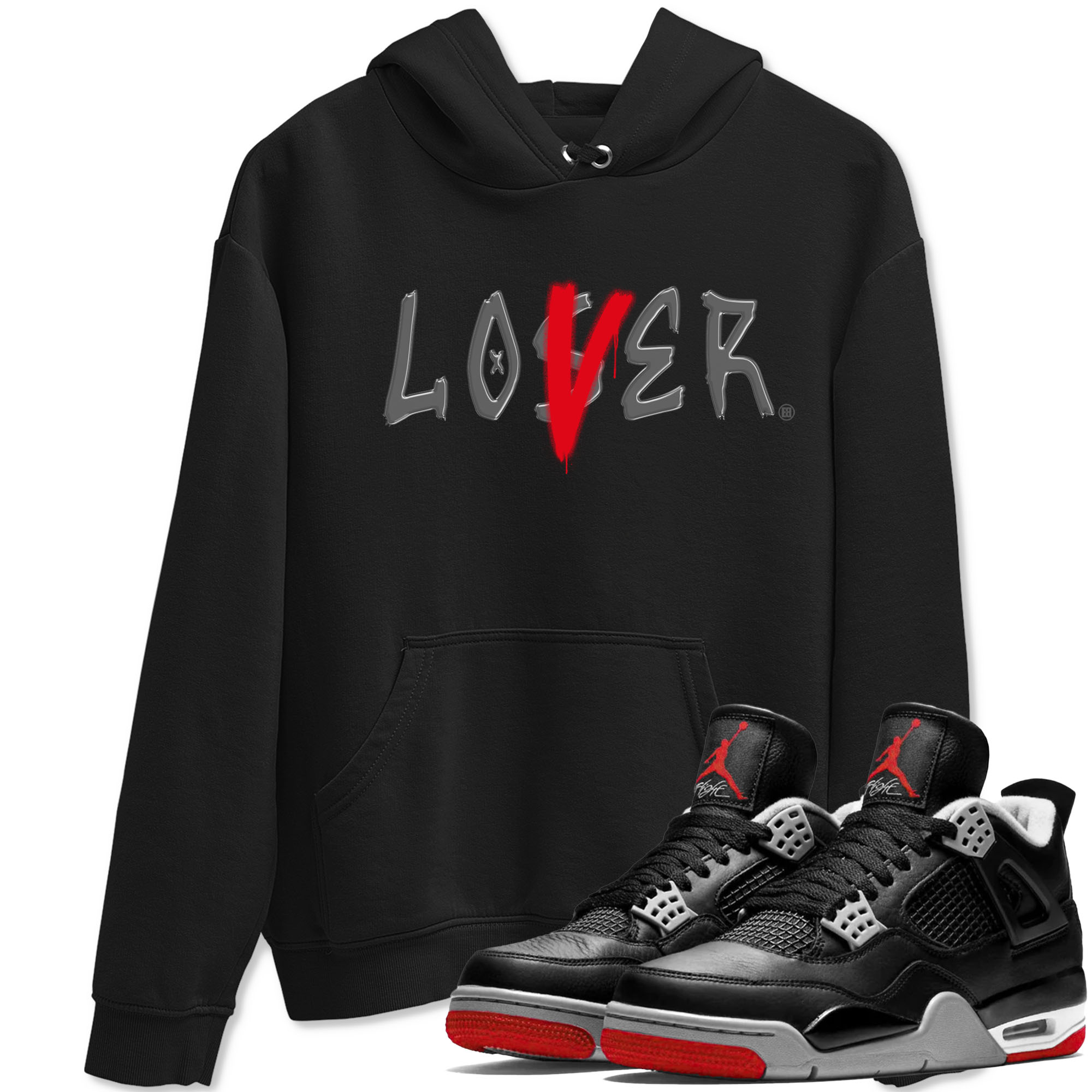 Air Jordan 4 Bred Reimagined shirt to match jordans Loser Lover sneaker tees 4s Bred Reimagined Drip Gear Zone unisex cotton Black 1 crew neck shirt