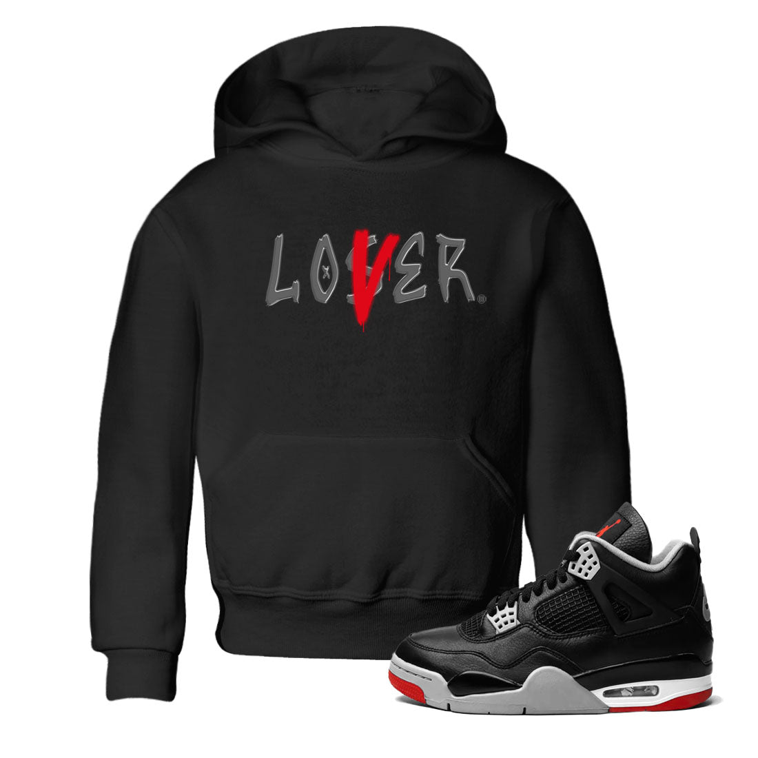 Air Jordan 4 Bred Reimagined shirt to match jordans Loser Lover sneaker tees 4s Bred Reimagined Drip Gear Zone baby toddler Black 1 cotton Shirt