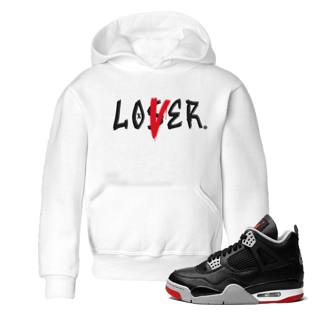 Air Jordan 4 Bred Reimagined shirt to match jordans Loser Lover sneaker tees 4s Bred Reimagined Drip Gear Zone baby toddler White 1 cotton Shirt