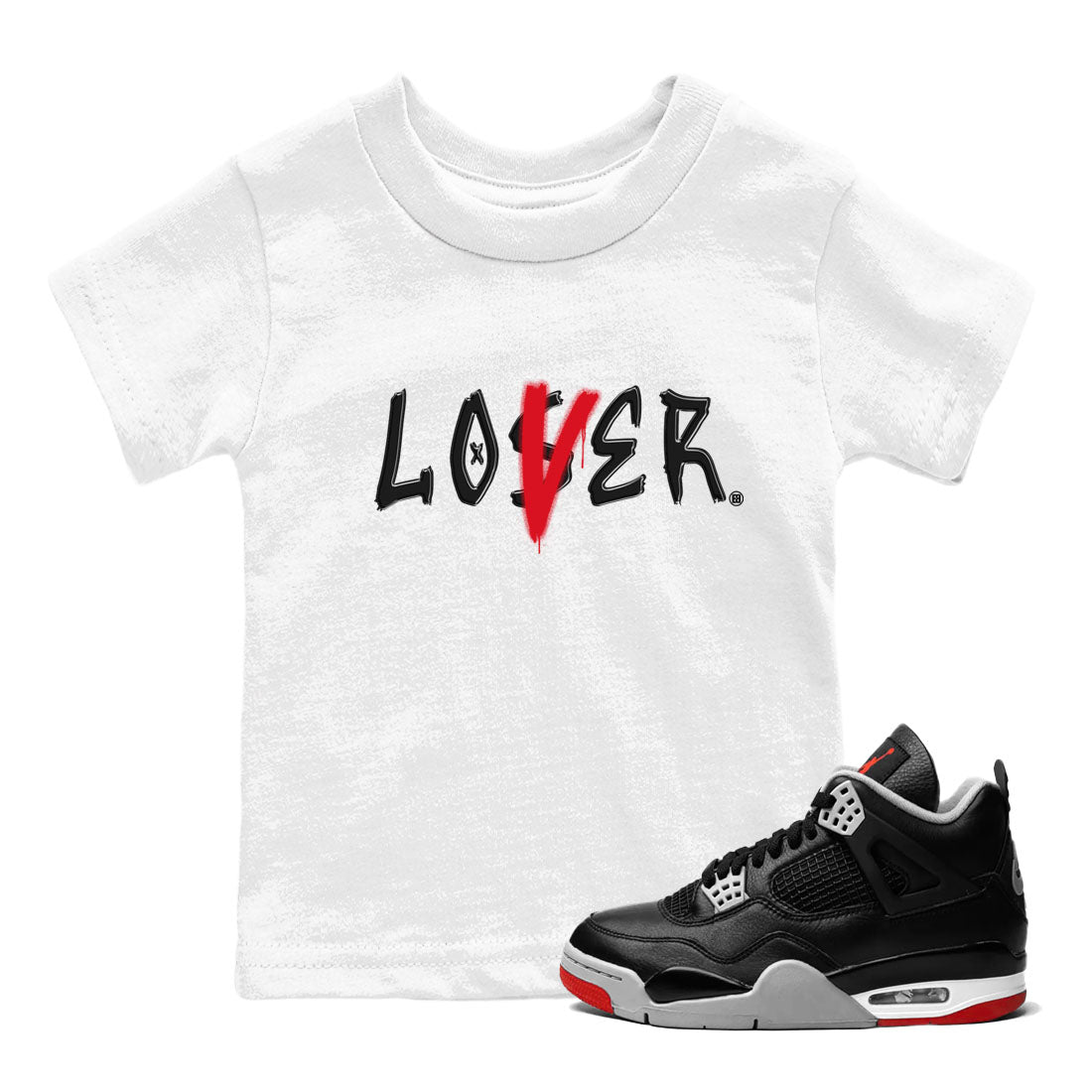 Air Jordan 4 Bred Reimagined shirt to match jordans Loser Lover sneaker tees 4s Bred Reimagined Drip Gear Zone baby toddler White 1 cotton Shirt