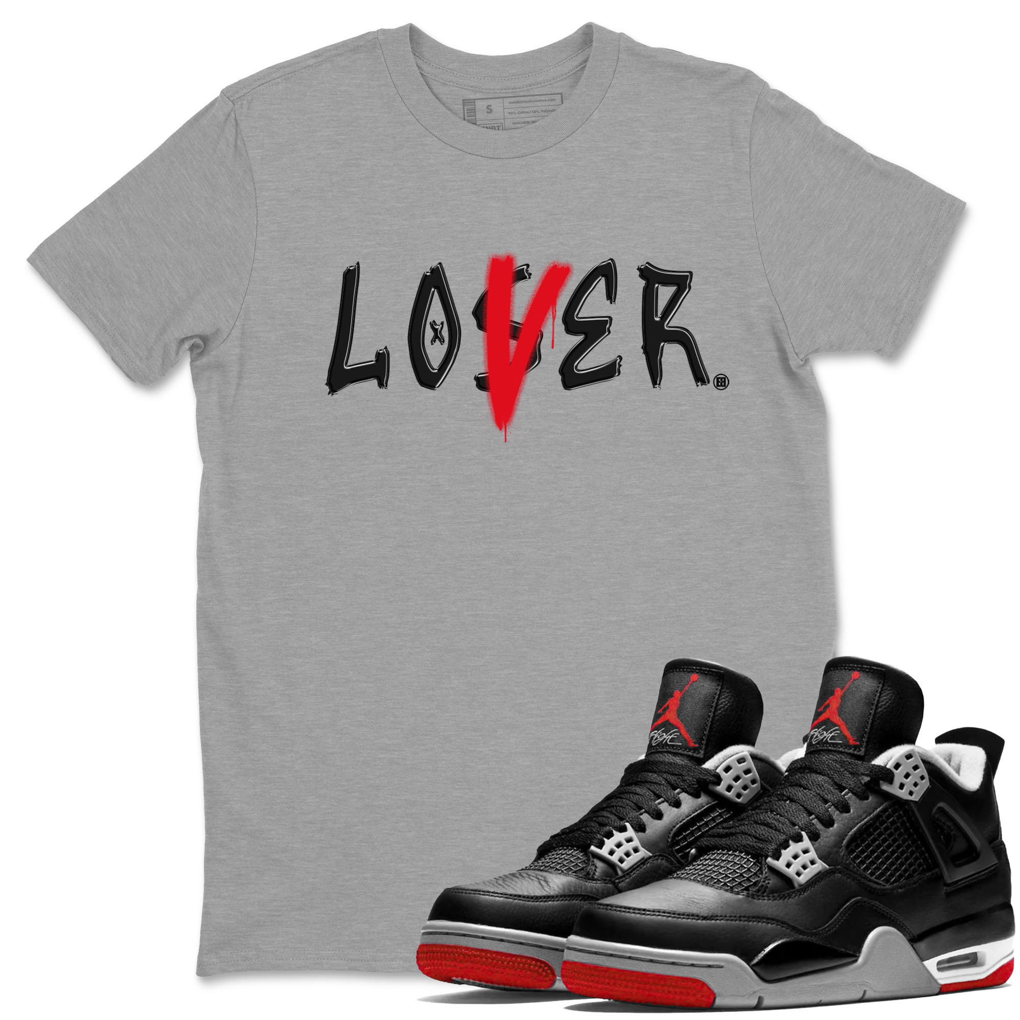 Air Jordan 4 Bred Reimagined shirt to match jordans Loser Lover sneaker tees 4s Bred Reimagined Drip Gear Zone unisex cotton Heather Grey 1 crew neck shirt