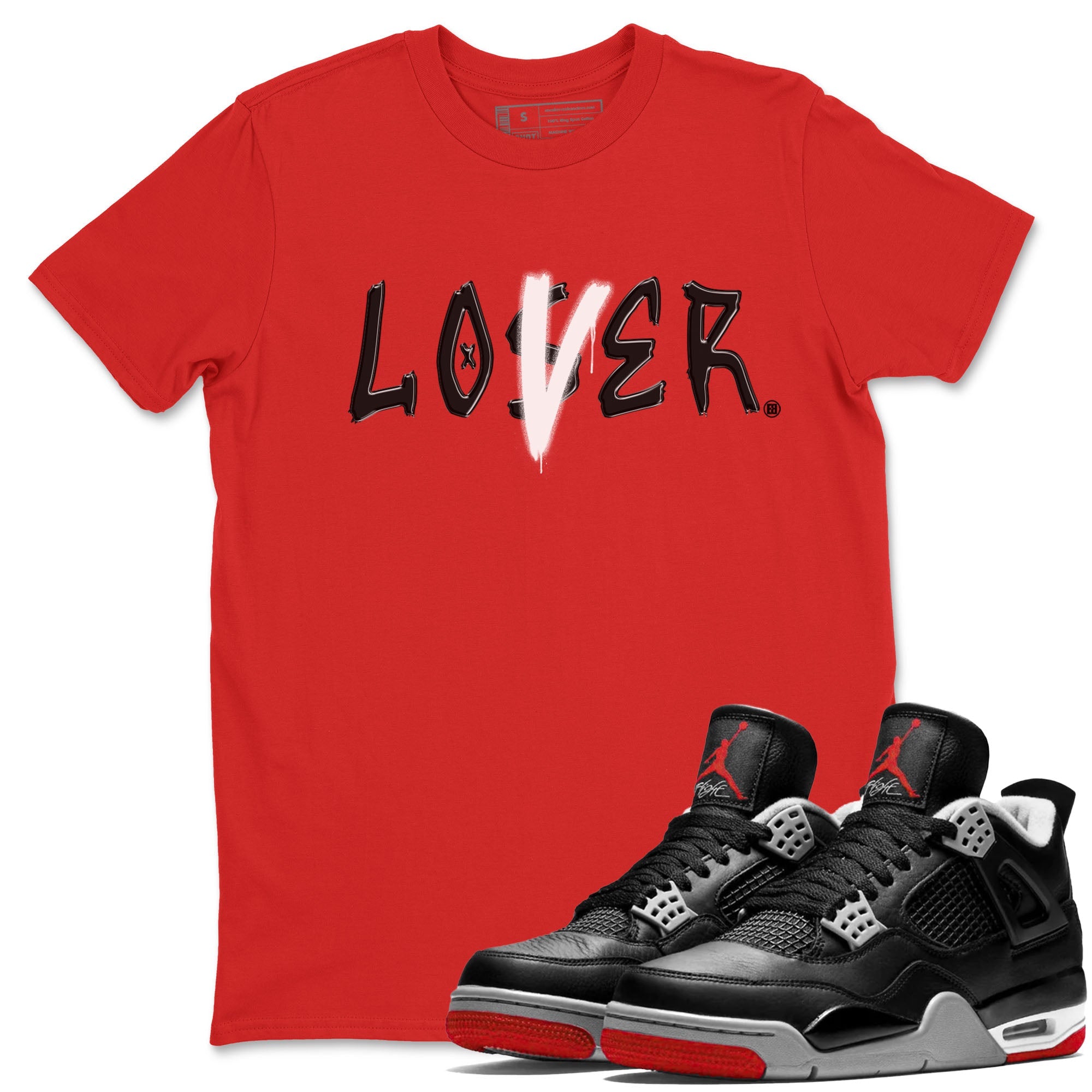 Air Jordan 4 Bred Reimagined shirt to match jordans Loser Lover sneaker tees 4s Bred Reimagined Drip Gear Zone unisex cotton Red 1 crew neck shirt