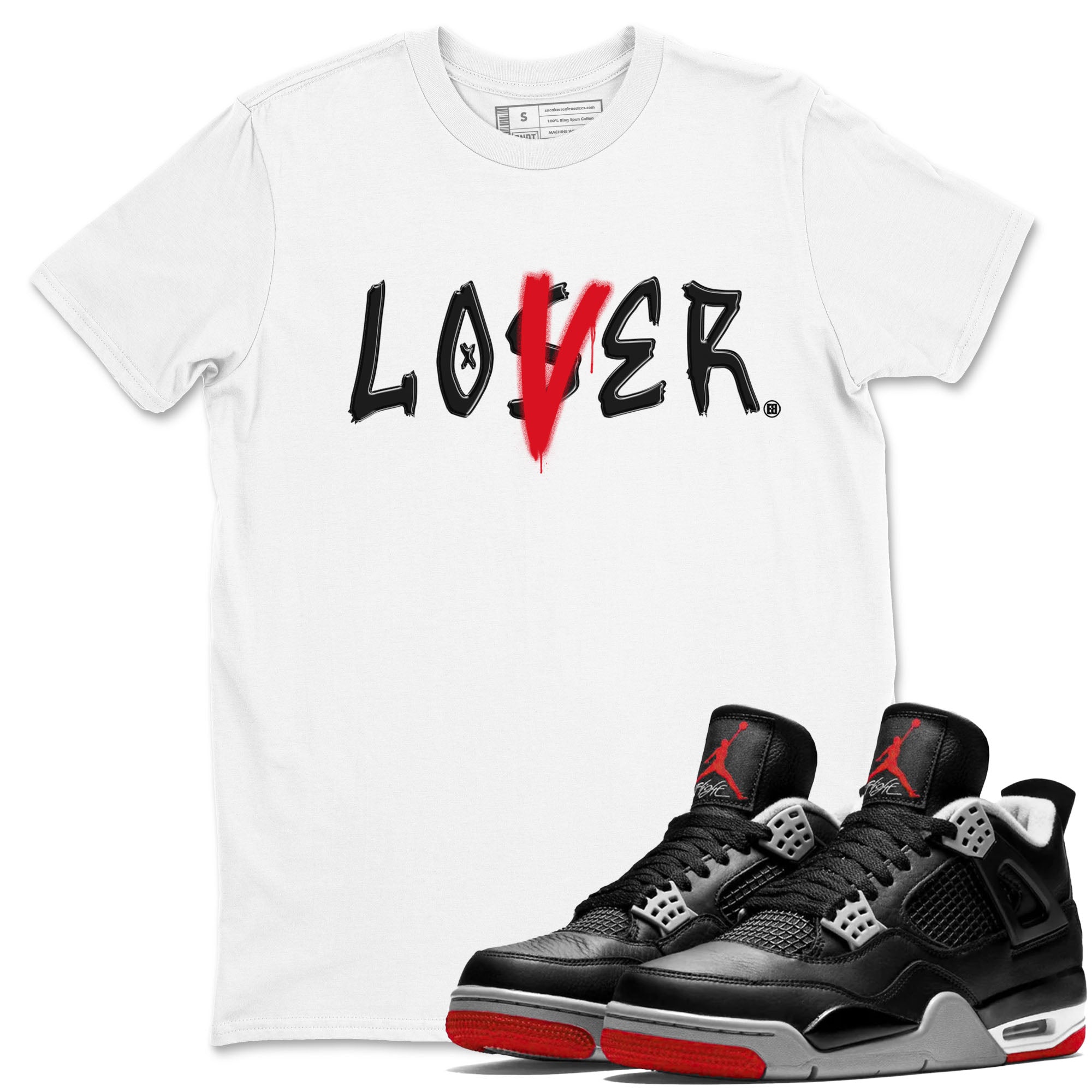 Air Jordan 4 Bred Reimagined shirt to match jordans Loser Lover sneaker tees 4s Bred Reimagined Drip Gear Zone unisex cotton White 1 crew neck shirt