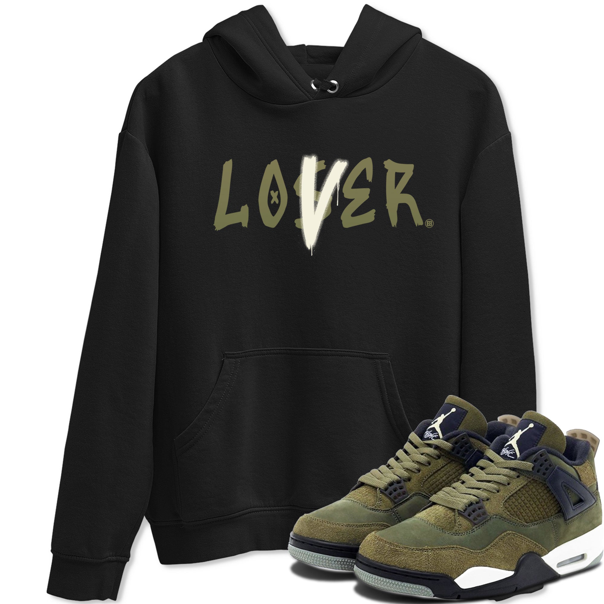 Air Jordan 4 Medium Olive shirt to match jordans streetwear brand Loser Lover sneaker match tees 4s Olive Drip Gear Zone Unisex Black 1 T-Shirt