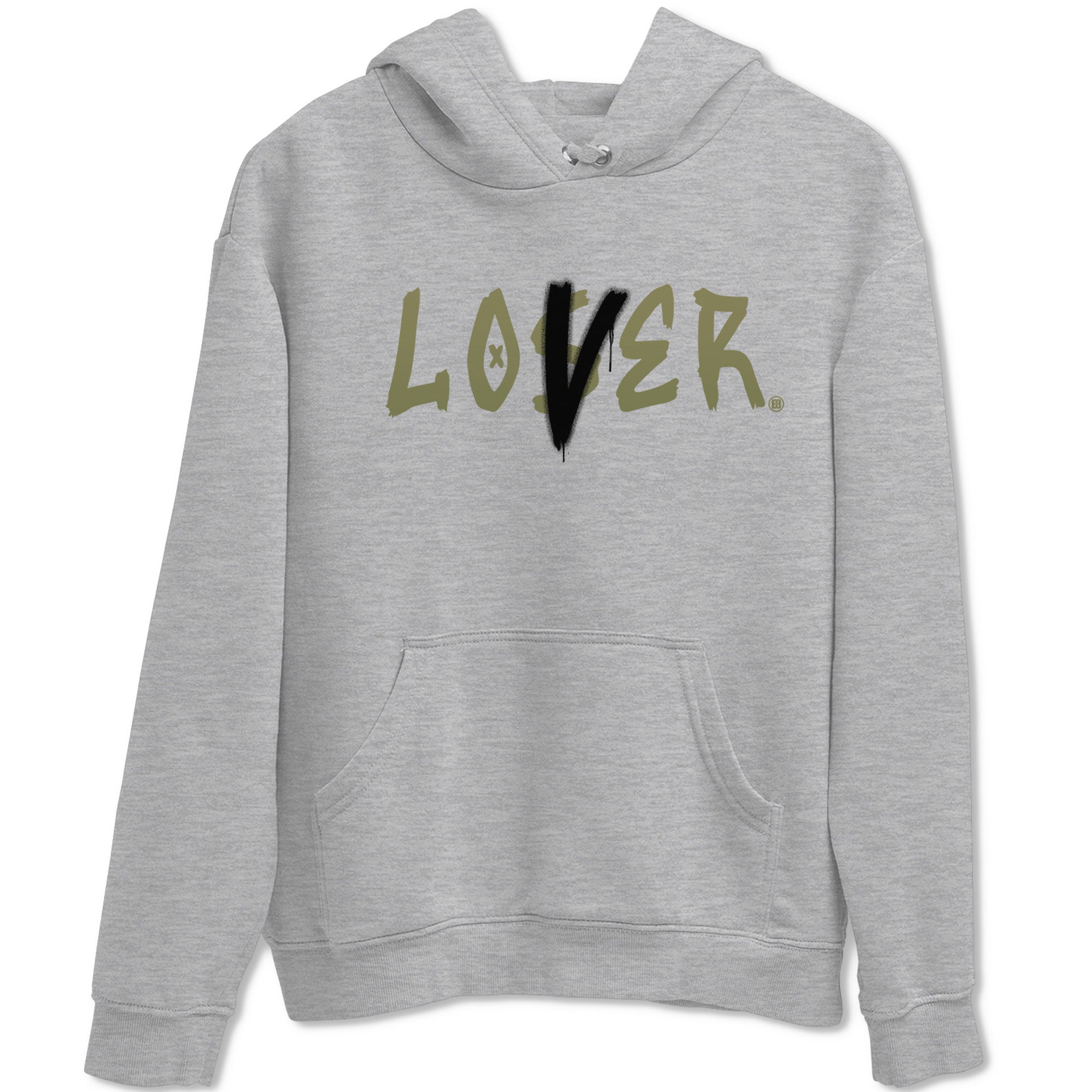 Air Jordan 4 Medium Olive shirt to match jordans streetwear brand Loser Lover sneaker match tees 4s Olive Drip Gear Zone Unisex Heather Grey 2 T-Shirt