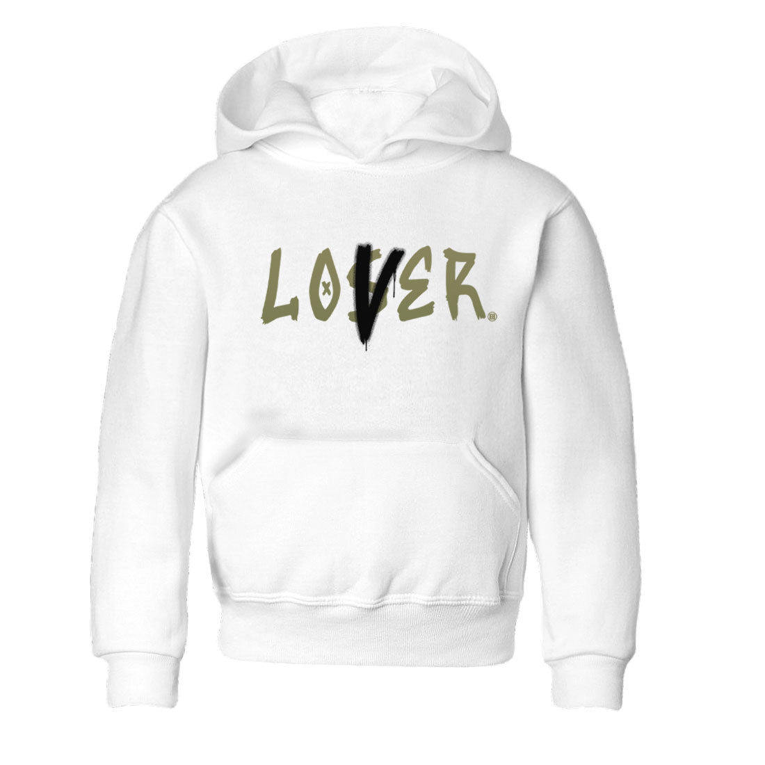 Air Jordan 4 Medium Olive shirt to match jordans streetwear brand Loser Lover sneaker match tees 4s Olive Drip Gear Zone Baby Toddler White 2 T-Shirt