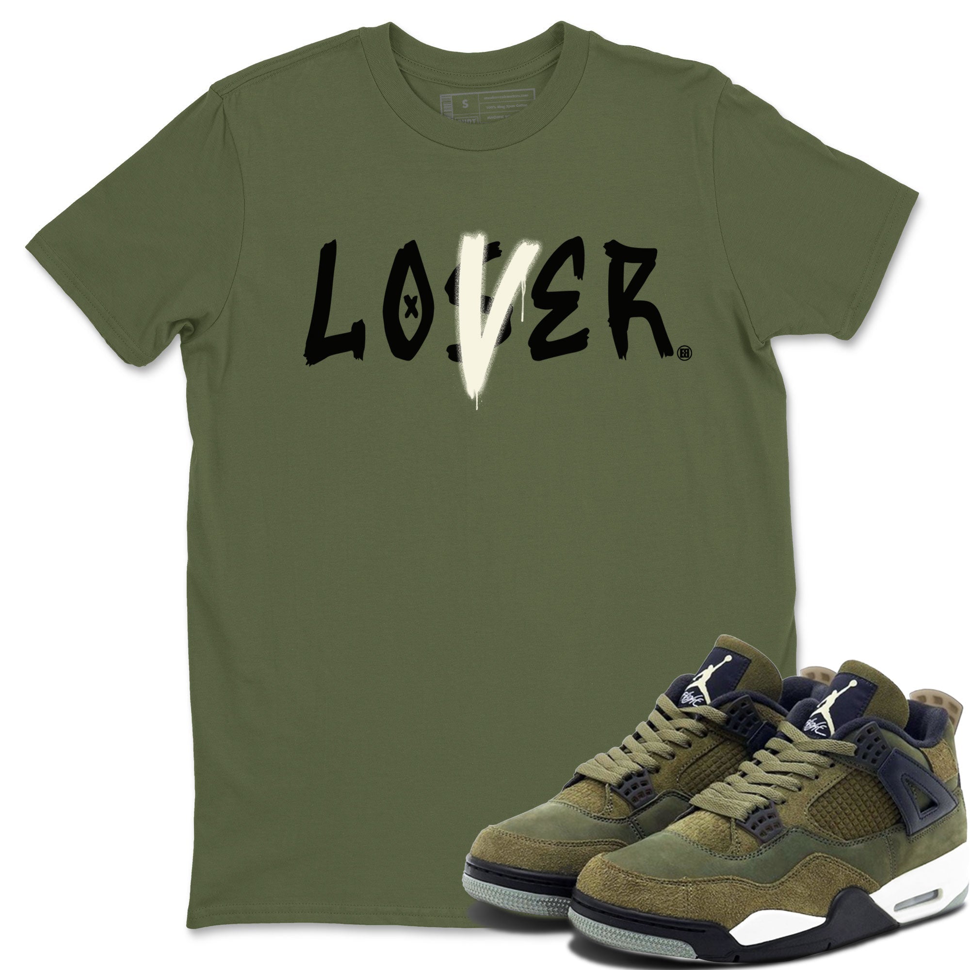 Air Jordan 4 Medium Olive shirt to match jordans streetwear brand Loser Lover sneaker match tees 4s Olive Drip Gear Zone Unisex Military Green 1 T-Shirt