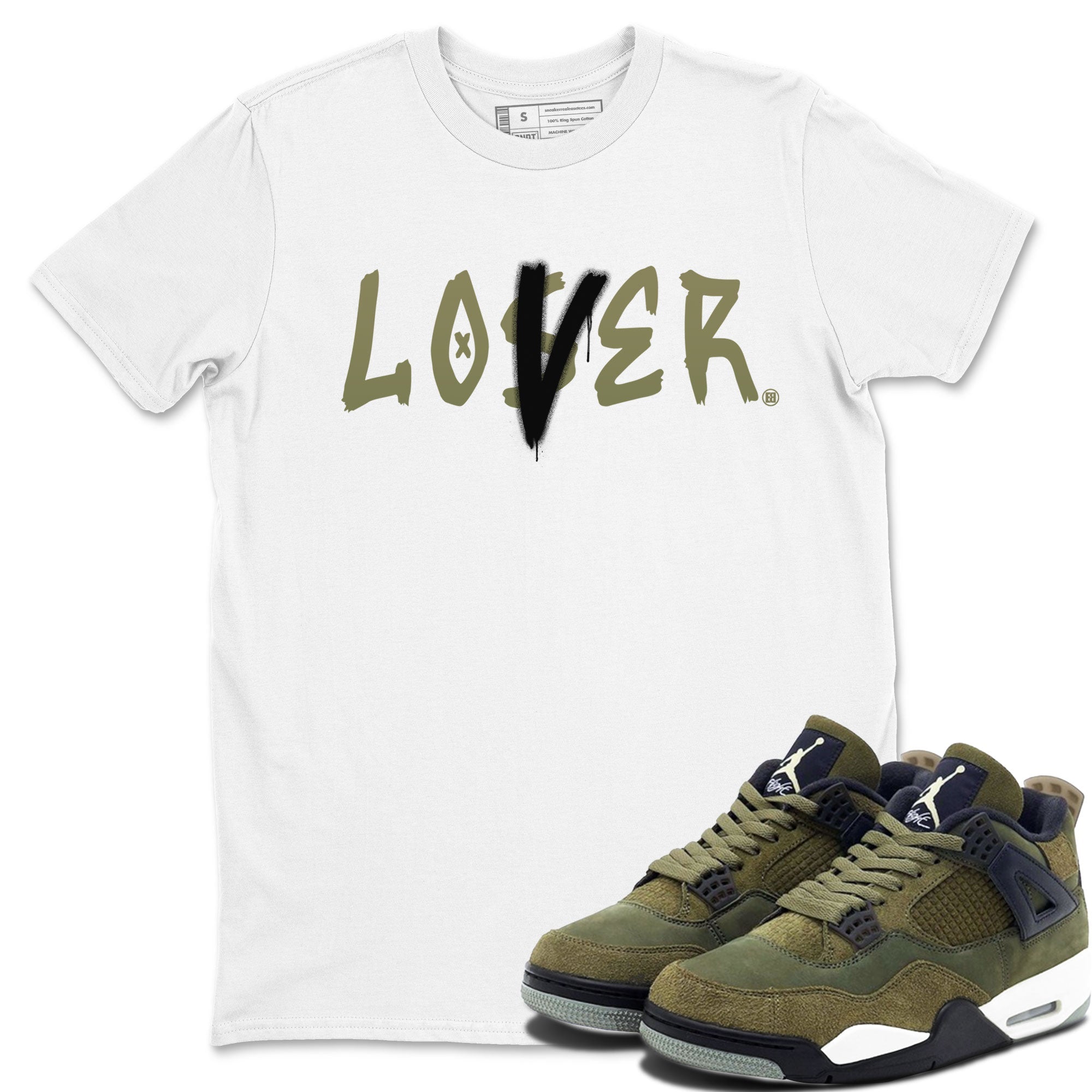 Air Jordan 4 Medium Olive shirt to match jordans streetwear brand Loser Lover sneaker match tees 4s Olive Drip Gear Zone Unisex White 1 T-Shirt