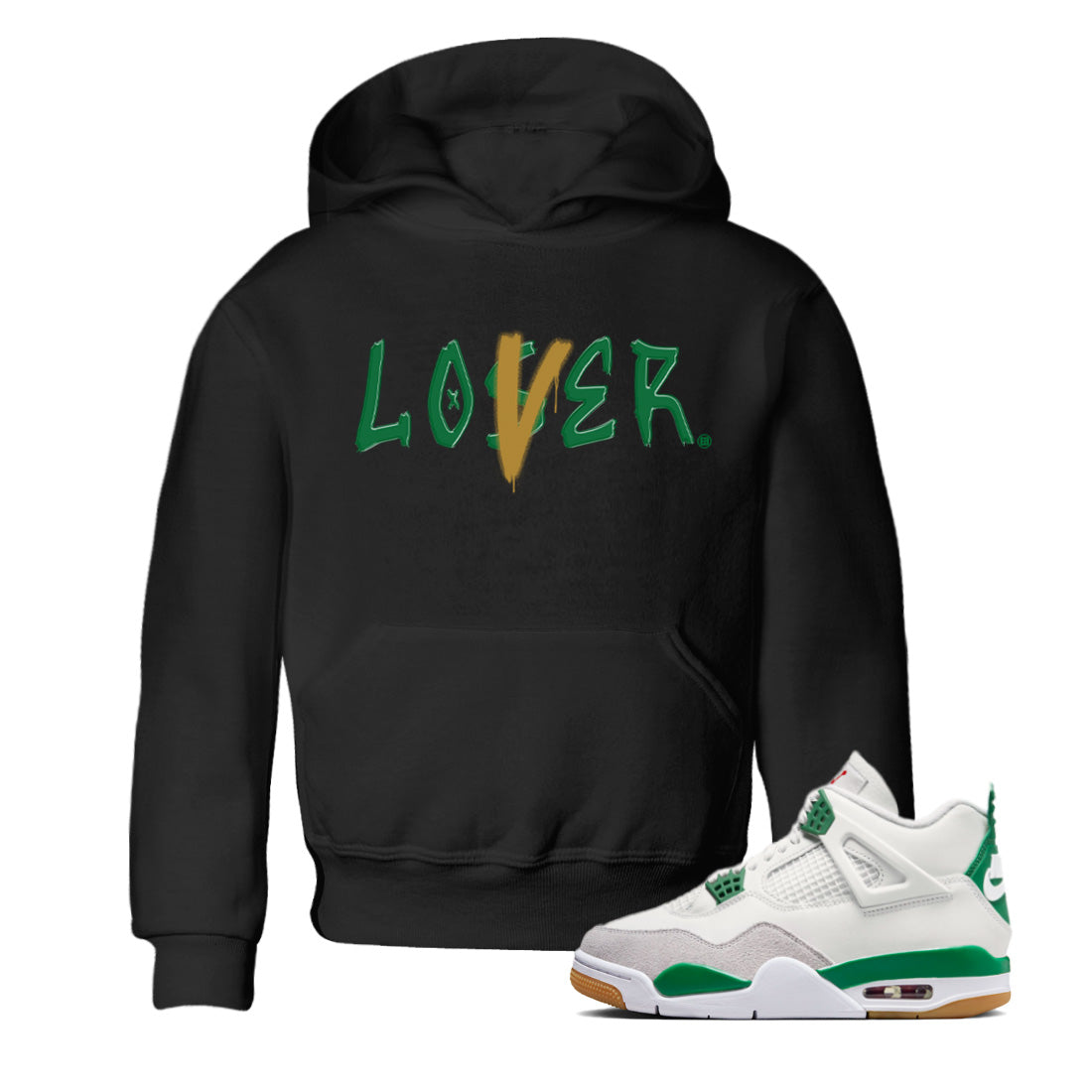 Air Jordan 4 Pine Green Loser Lover Baby and Kids Streetwear Sneaker Shirt Nike SB x Jordan 4 Pine Green Kids Streetwear Sneaker Shirt Washing and Care Tip