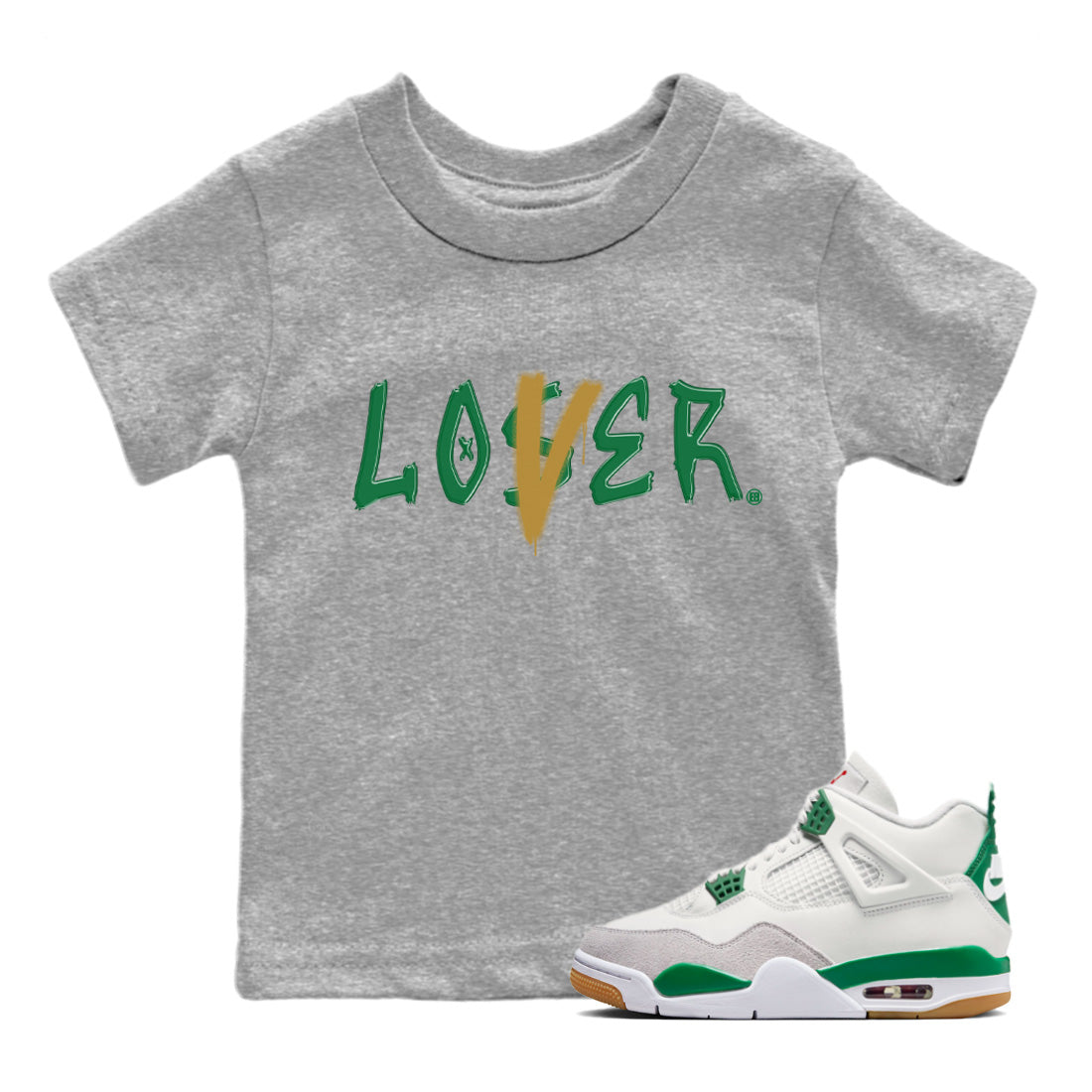 Air Jordan 4 Pine Green Loser Lover Baby and Kids Streetwear Sneaker Shirt Nike SB x Jordan 4 Pine Green Kids Streetwear Sneaker Shirt Size Chart