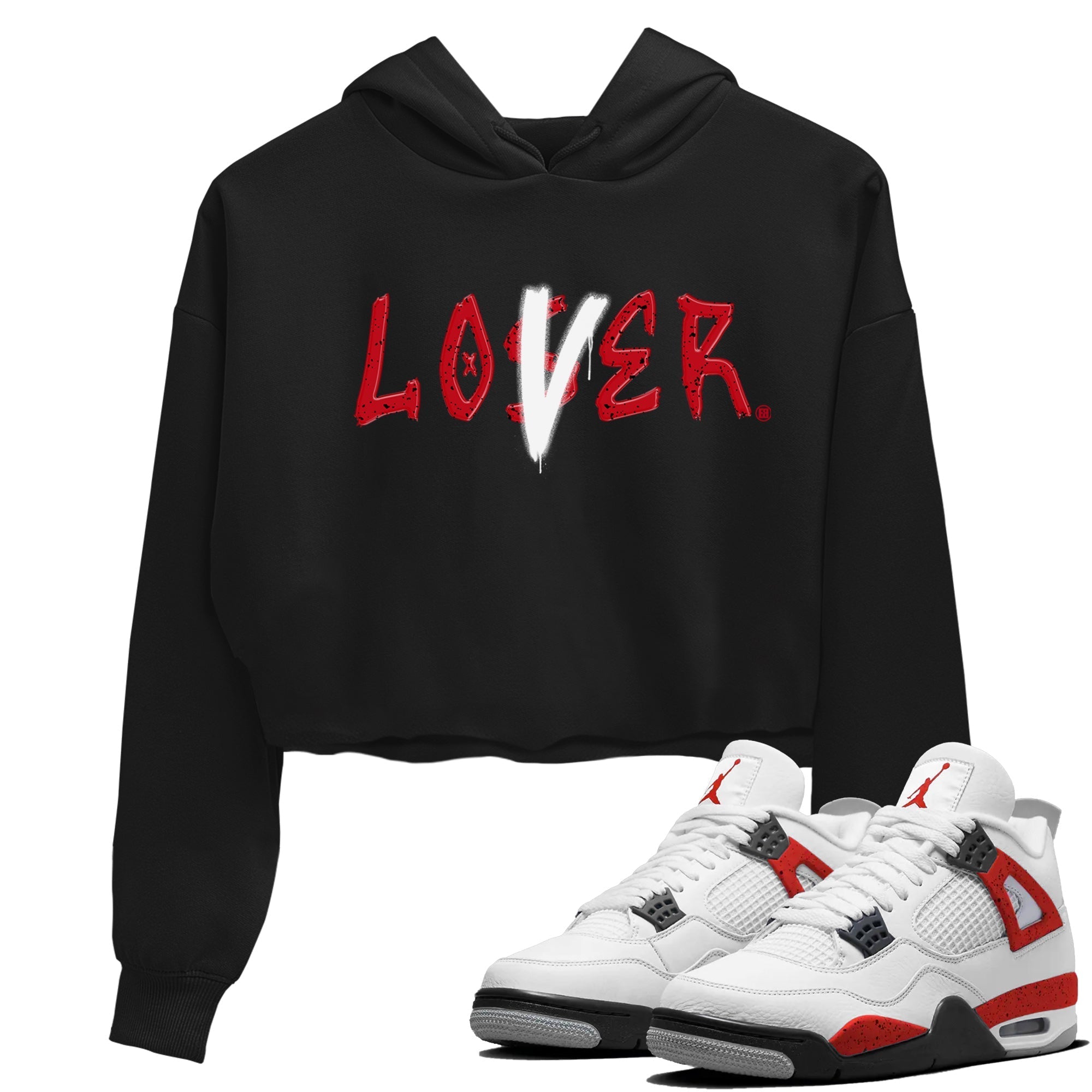 Jordan 4 Red Cement Tees Outfits Loser Lover Streetwear Sneaker Shirt Air Jordan 4 Red Cement Sneaker Release Tees Women's Shirts Black 1
