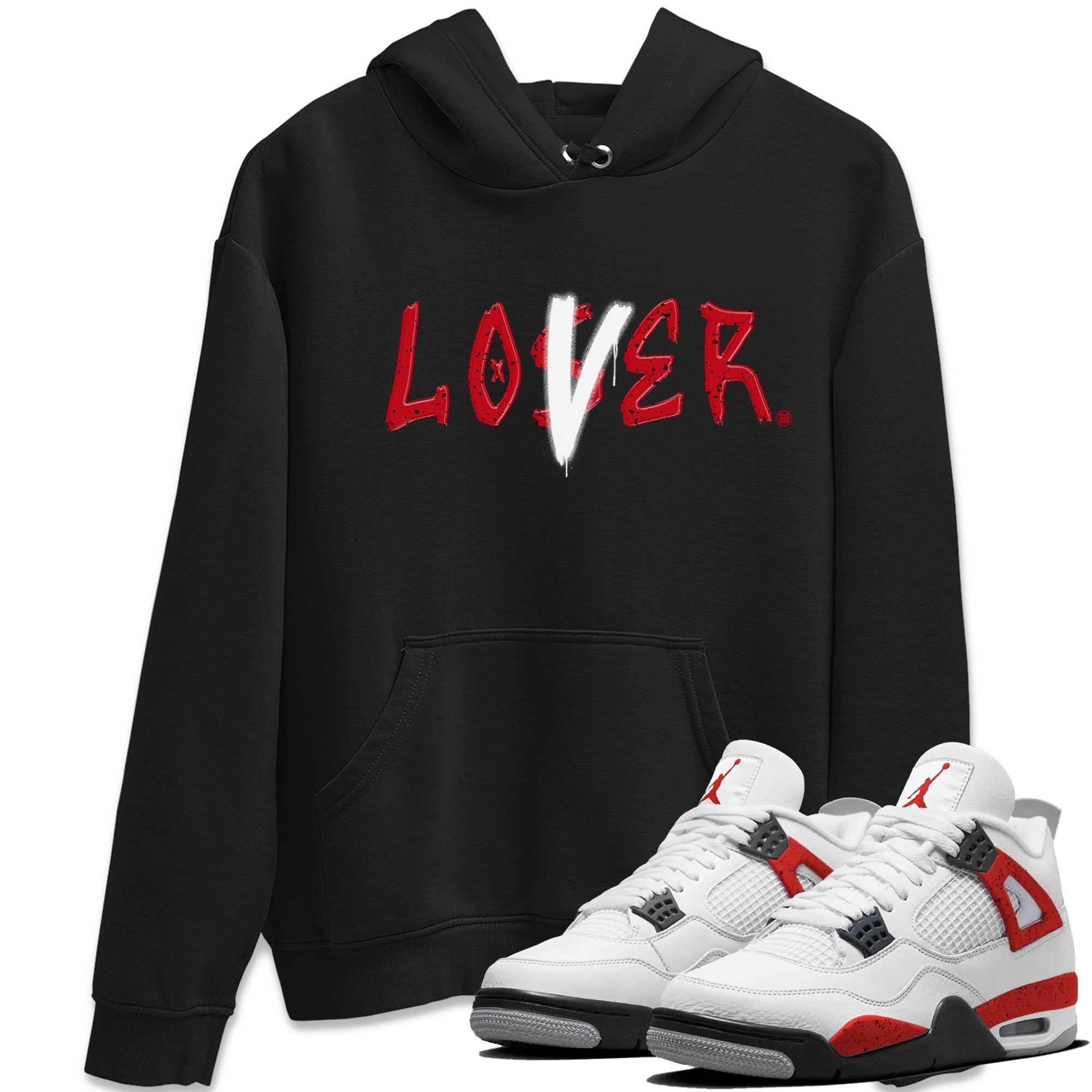 Jordan 4 Red Cement Tees Outfits Loser Lover Streetwear Sneaker Shirt Air Jordan 4 Red Cement Sneaker Release Tees Unisex Shirts Black 1