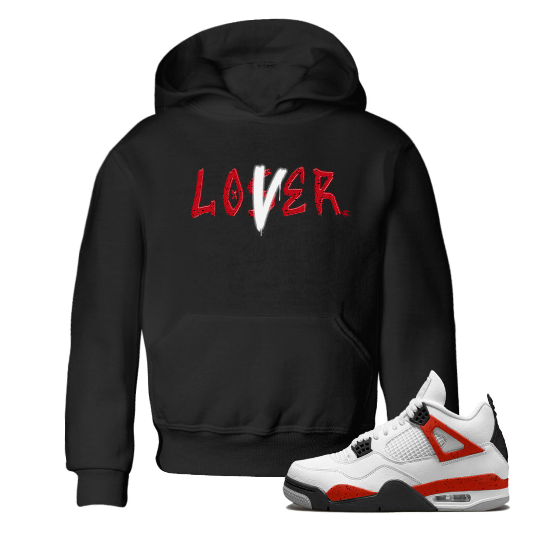Jordan 4 Red Cement Tees Outfits Loser Lover Streetwear Sneaker Shirt Air Jordan 4 Red Cement Sneaker Release Tees Kids Shirts Black 1