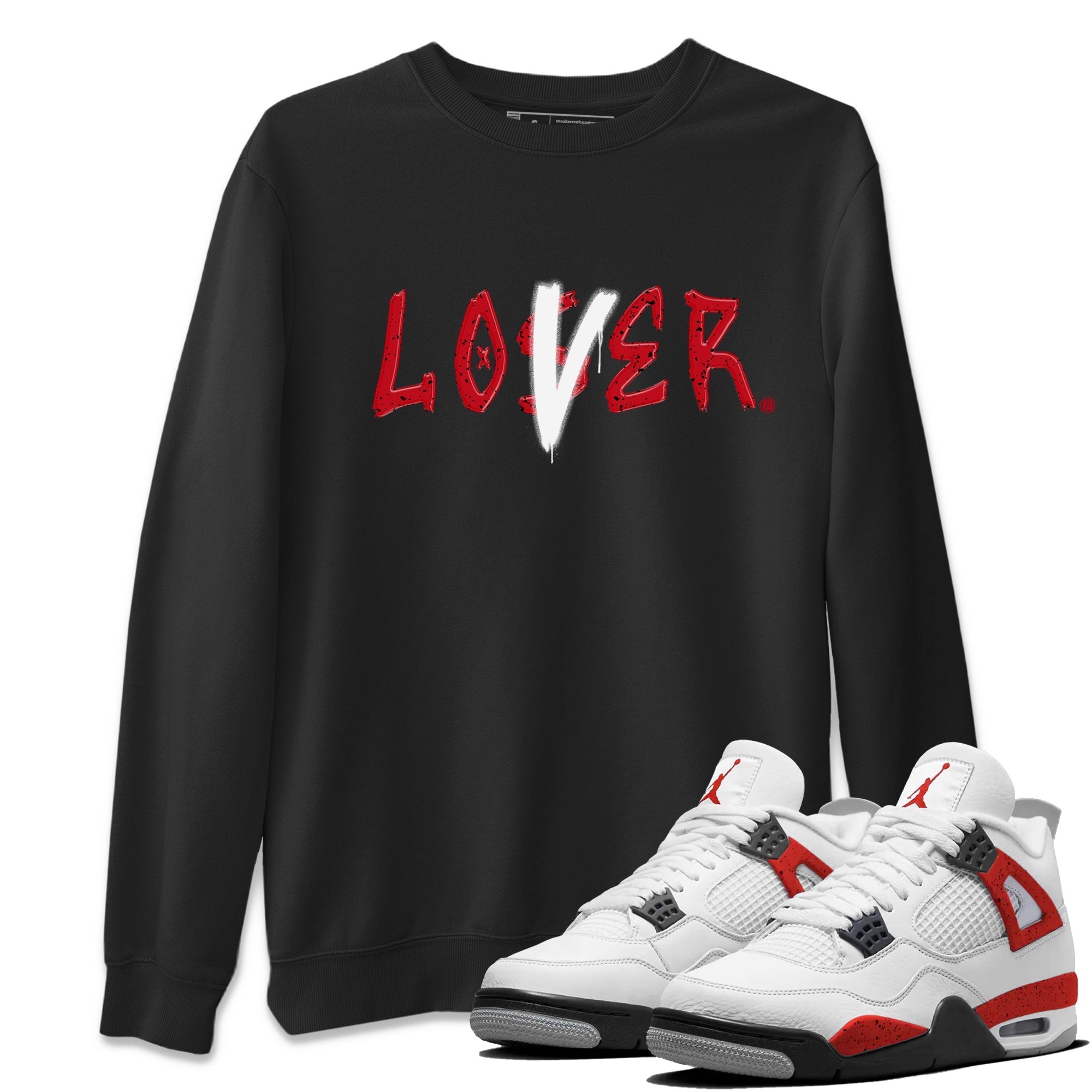 Jordan 4 Red Cement Tees Outfits Loser Lover Streetwear Sneaker Shirt Air Jordan 4 Red Cement Sneaker Release Tees Unisex Shirts Black 1