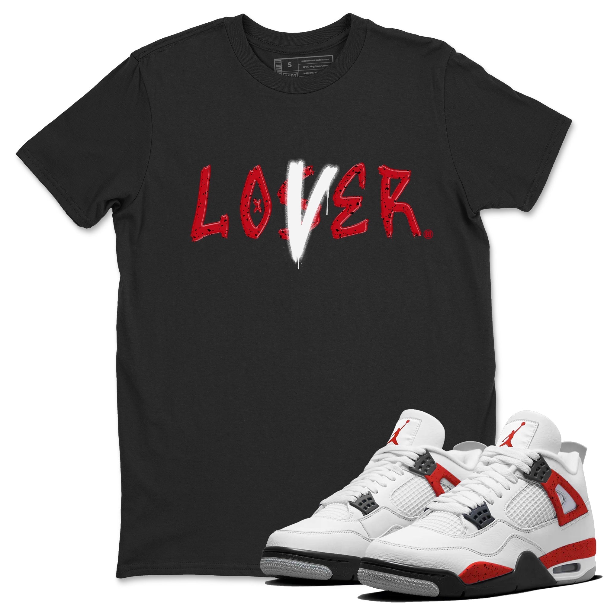 Jordan 4 Red Cement Tees Outfits Loser Lover Streetwear Sneaker Shirt Air Jordan 4 Red Cement Sneaker Release Tees Unisex Shirts Black 1