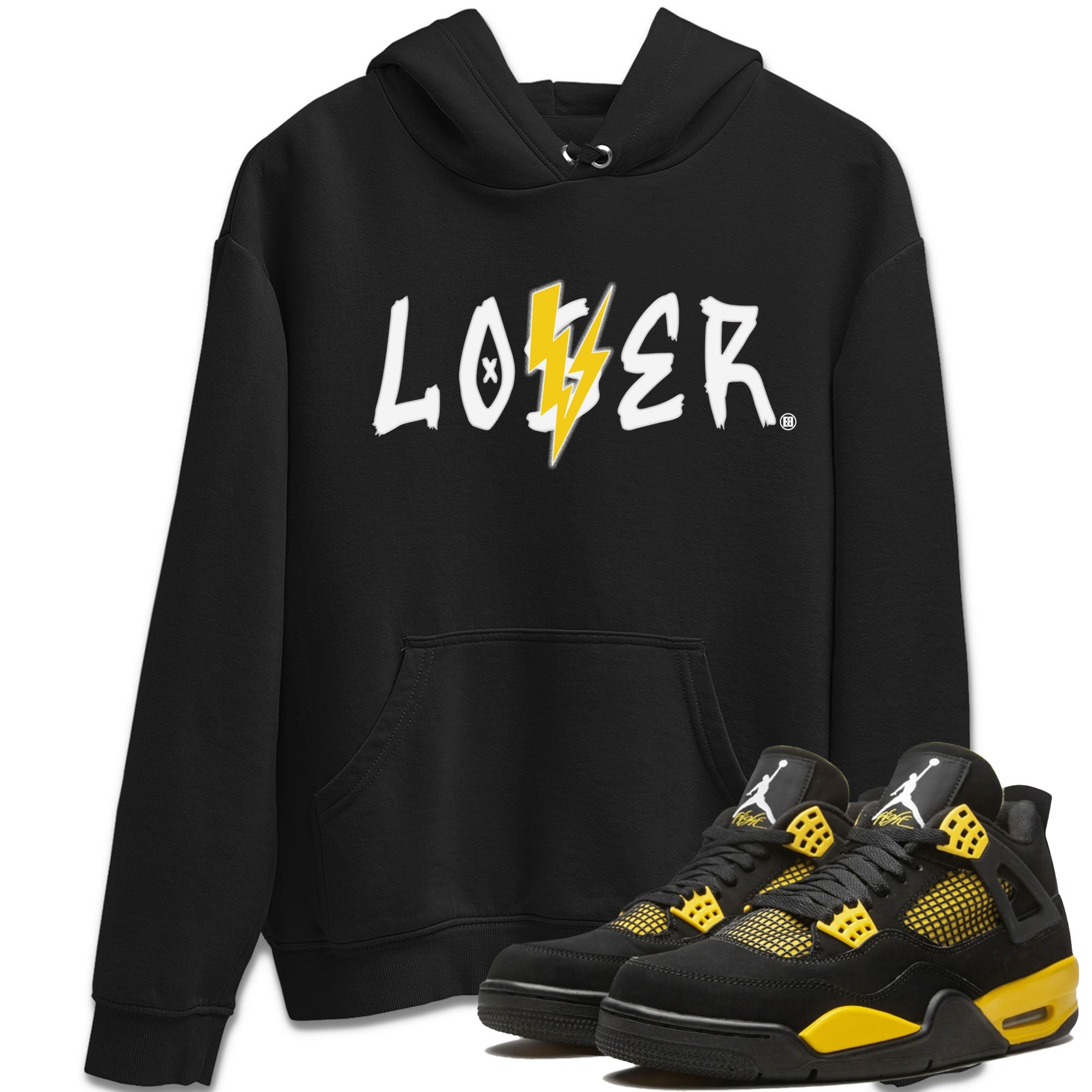 Air Jordan 4 Thunder Sneaker Match Tees Loser Lover Streetwear Sneaker Shirt Air Jordan 4 Retro Thunder Tee Unisex Shirts Black 1