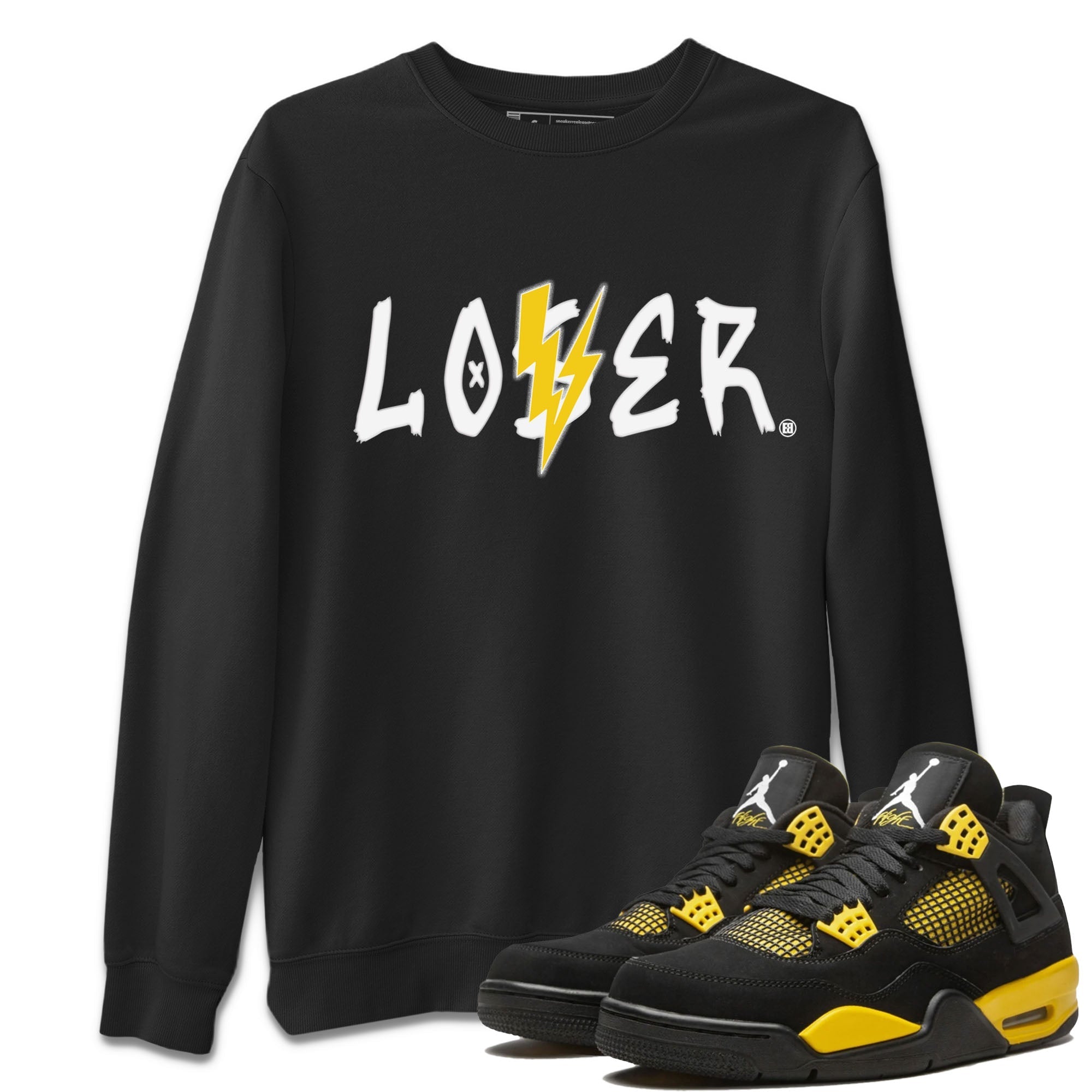 Air Jordan 4 Thunder Sneaker Match Tees Loser Lover Streetwear Sneaker Shirt Air Jordan 4 Retro Thunder Tee Unisex Shirts Black 1
