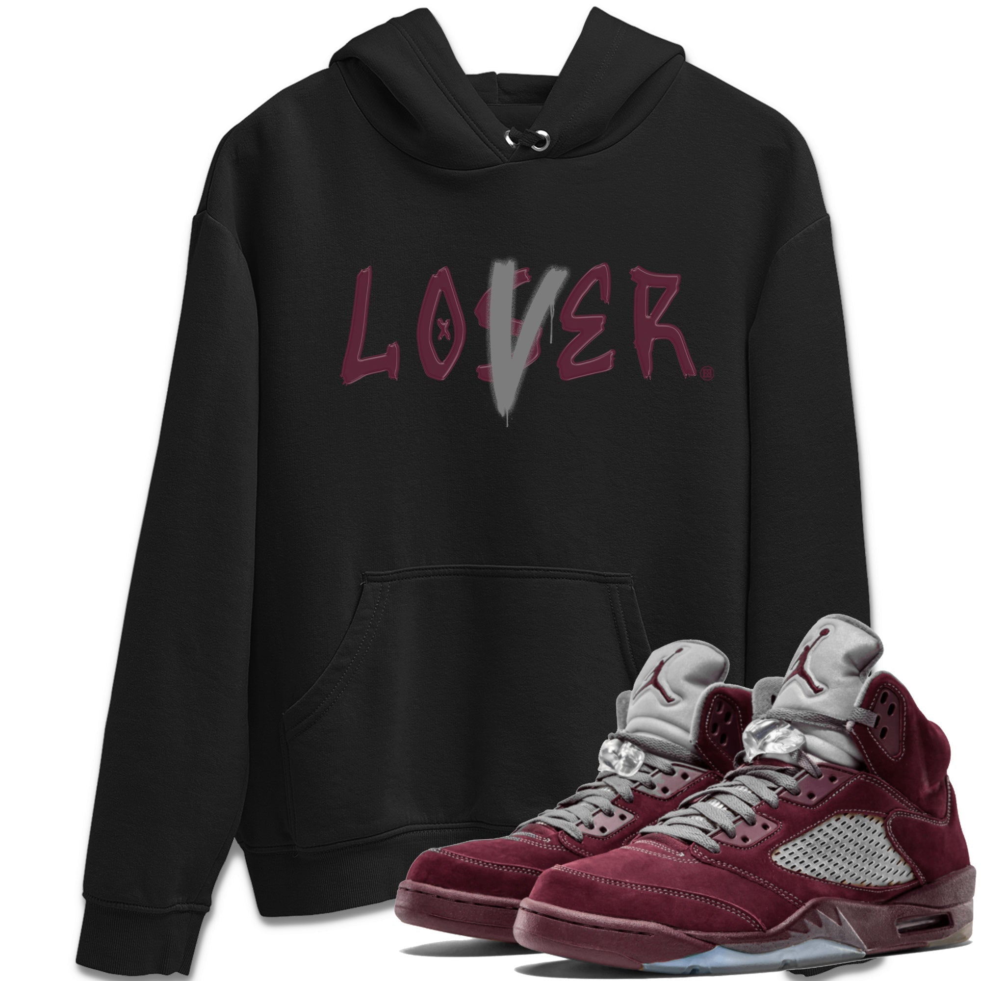 Air Jordan 5 Burgundy Sneaker Match Tees Loser Lover Jordan 5 Burgundy Tee Sneaker Release Tees Unisex Shirts Black 1