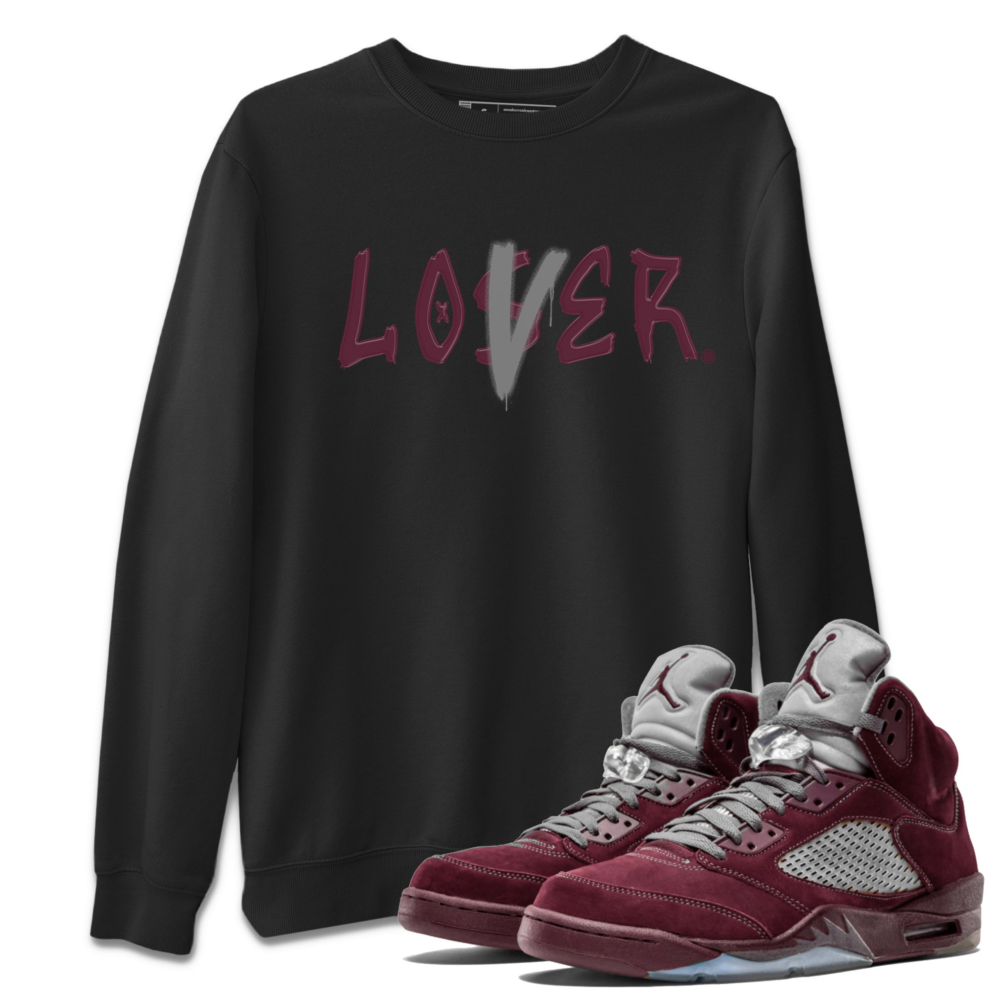 Air Jordan 5 Burgundy Sneaker Match Tees Loser Lover Jordan 5 Burgundy Tee Sneaker Release Tees Unisex Shirts Black 1