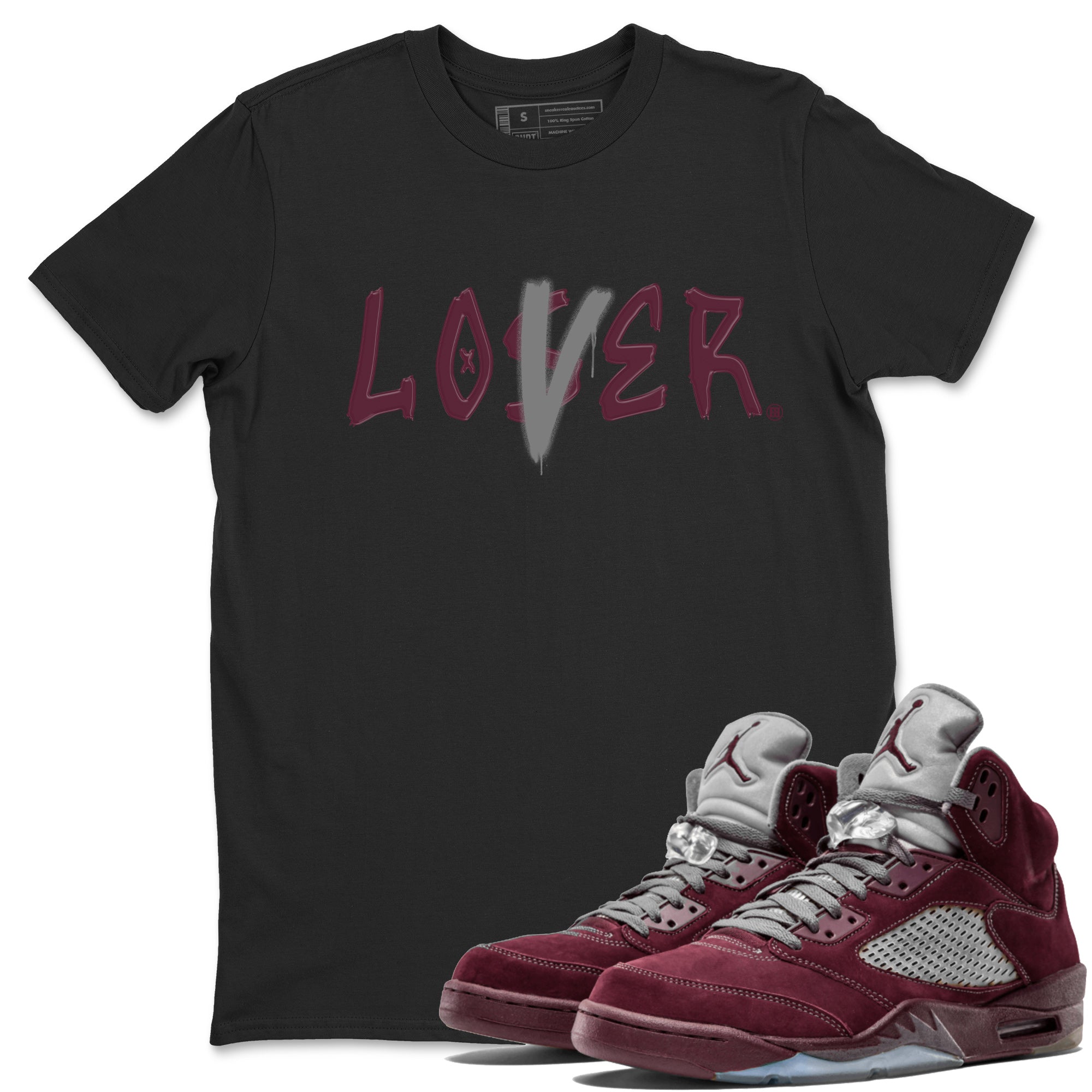 Air Jordan 5 Burgundy Sneaker Match Tees Loser Lover Jordan 5 Burgundy Tee Sneaker Release Tees Unisex Shirts Black 1