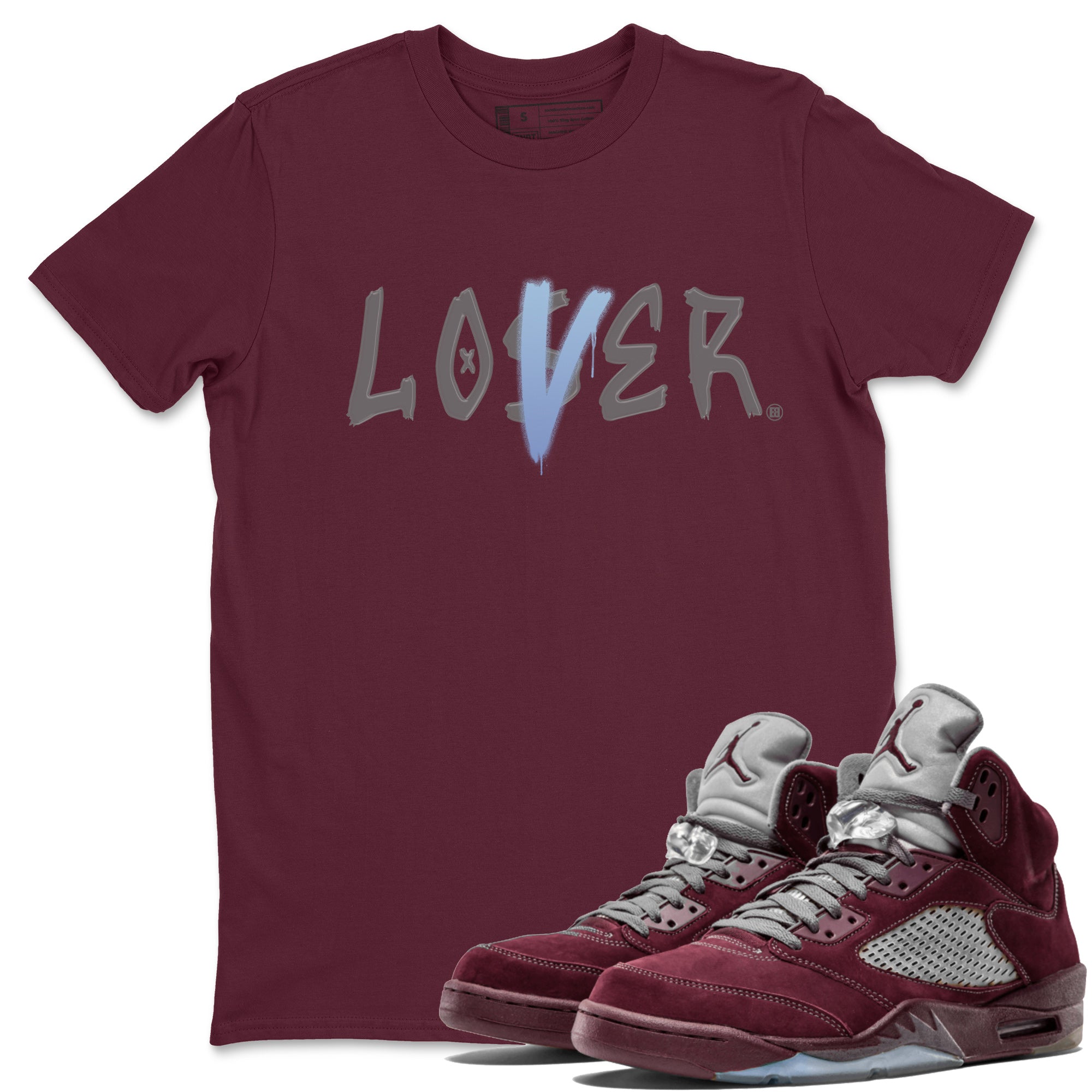 Air Jordan 5 Burgundy Sneaker Match Tees Loser Lover Jordan 5 Burgundy Tee Sneaker Release Tees Unisex Shirts Maroon 1