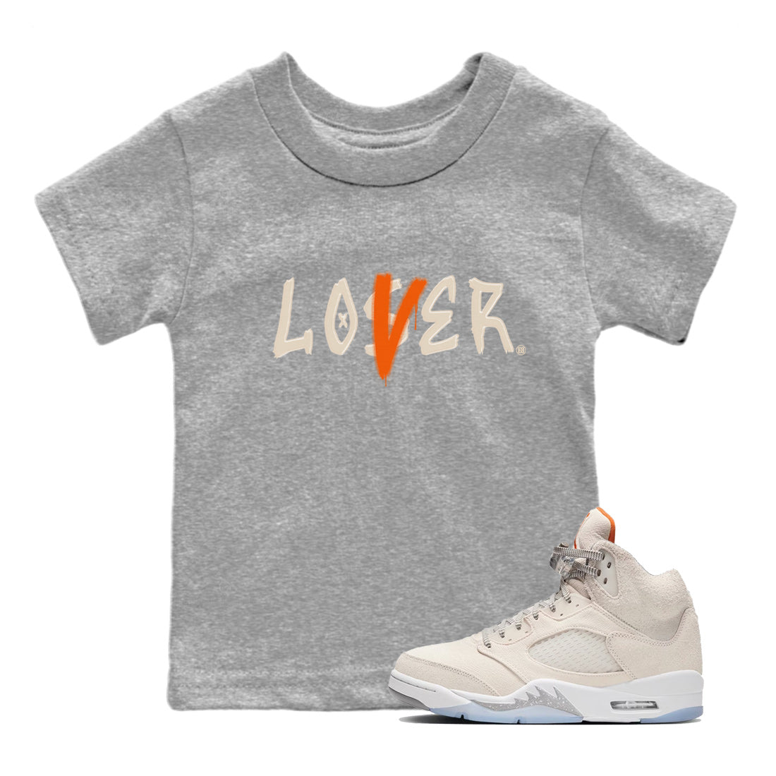 Jordan 5 Craft Tee Loser Lover Streetwear Sneaker Shirt Air Jordan 5 Craft Sneaker Release Tees Kids Shirts Heather Grey 1