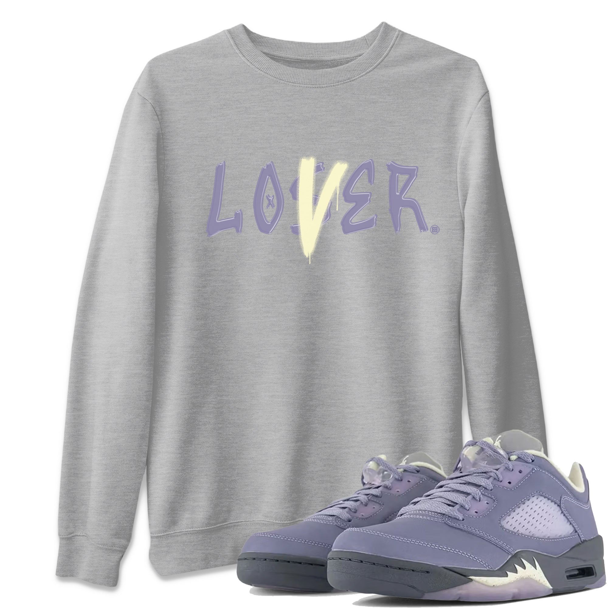 Air Jordan 5 Indigo Haze Sneaker Match Tees Loser Lover 5s Indigo Haze Tee Sneaker Release Tees Unisex Shirts Heather Grey 1
