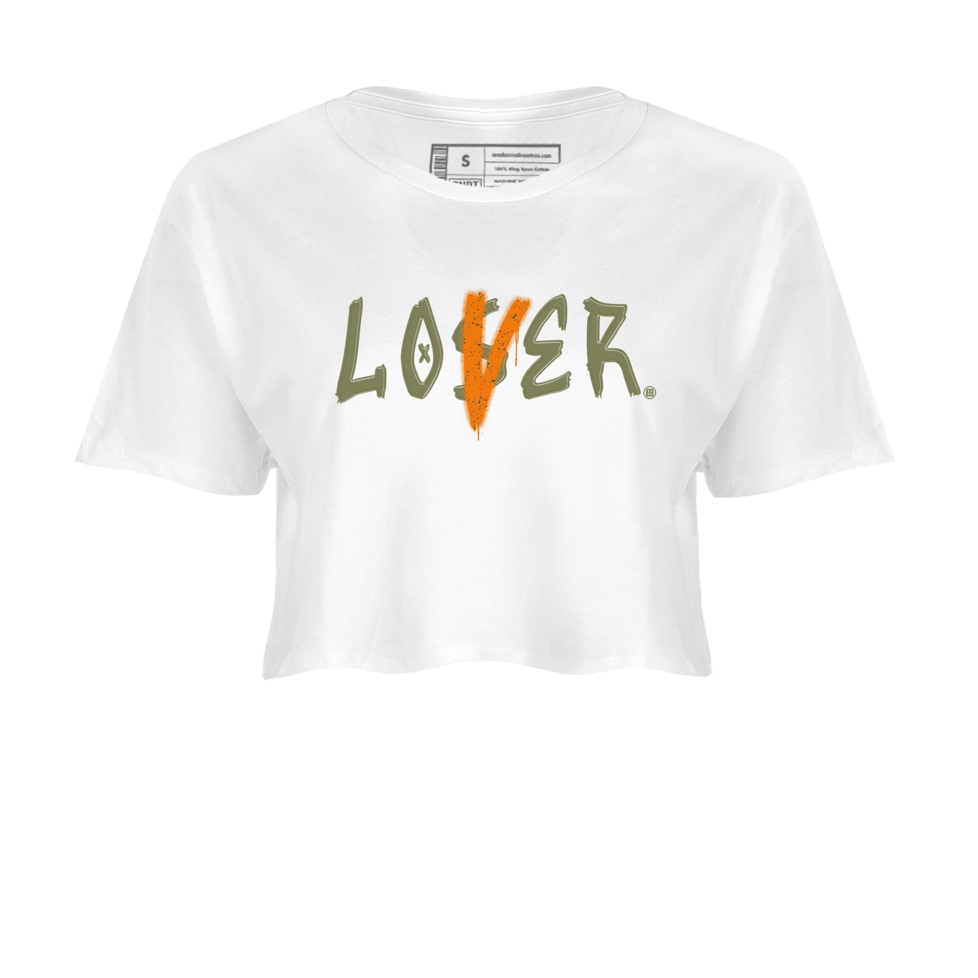 5s Olive shirt to match jordans Loser Lover sneaker tees Air Jordan 5 Olive Drip Gear Zone White 2 crop length shirt