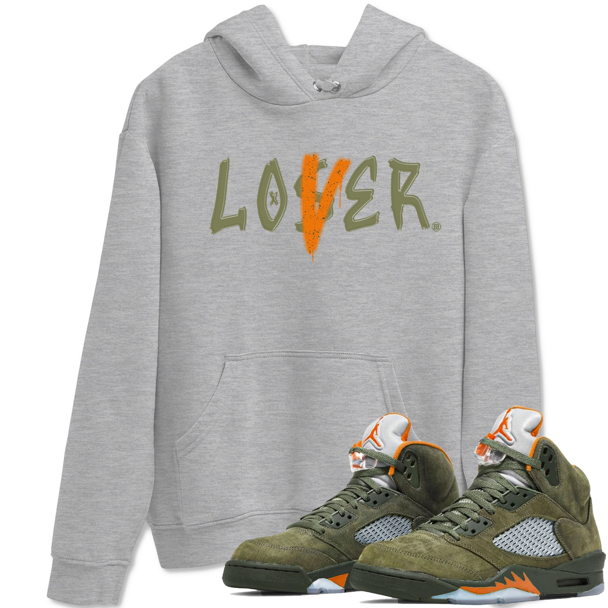 5s Olive shirt to match jordans Loser Lover sneaker tees Air Jordan 5 Retro Olive Drip Gear Zone unisex cotton Heather Grey 1 crew neck shirt