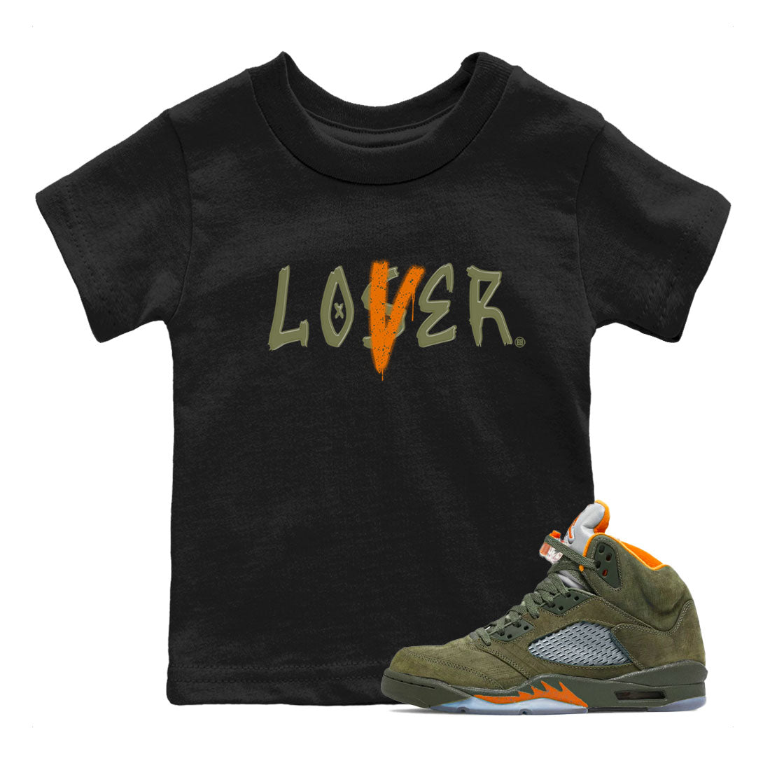 5s Olive shirt to match jordans Loser Lover sneaker tees Air Jordan 5 Olive Drip Gear Zone baby toddler Black 1 cotton Shirt