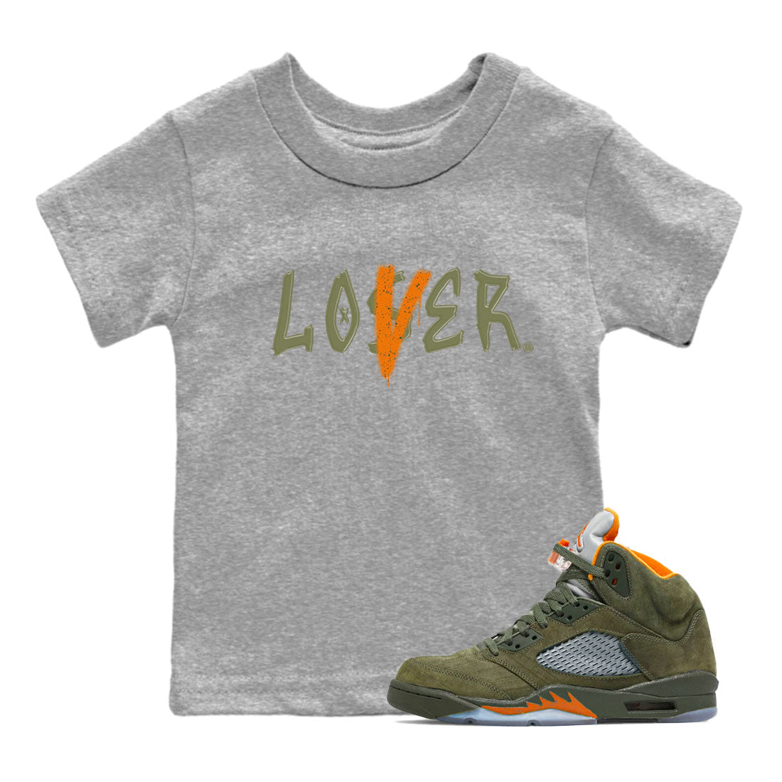 5s Olive shirt to match jordans Loser Lover sneaker tees Air Jordan 5 Olive Drip Gear Zone baby toddler Heather Grey 1 cotton Shirt