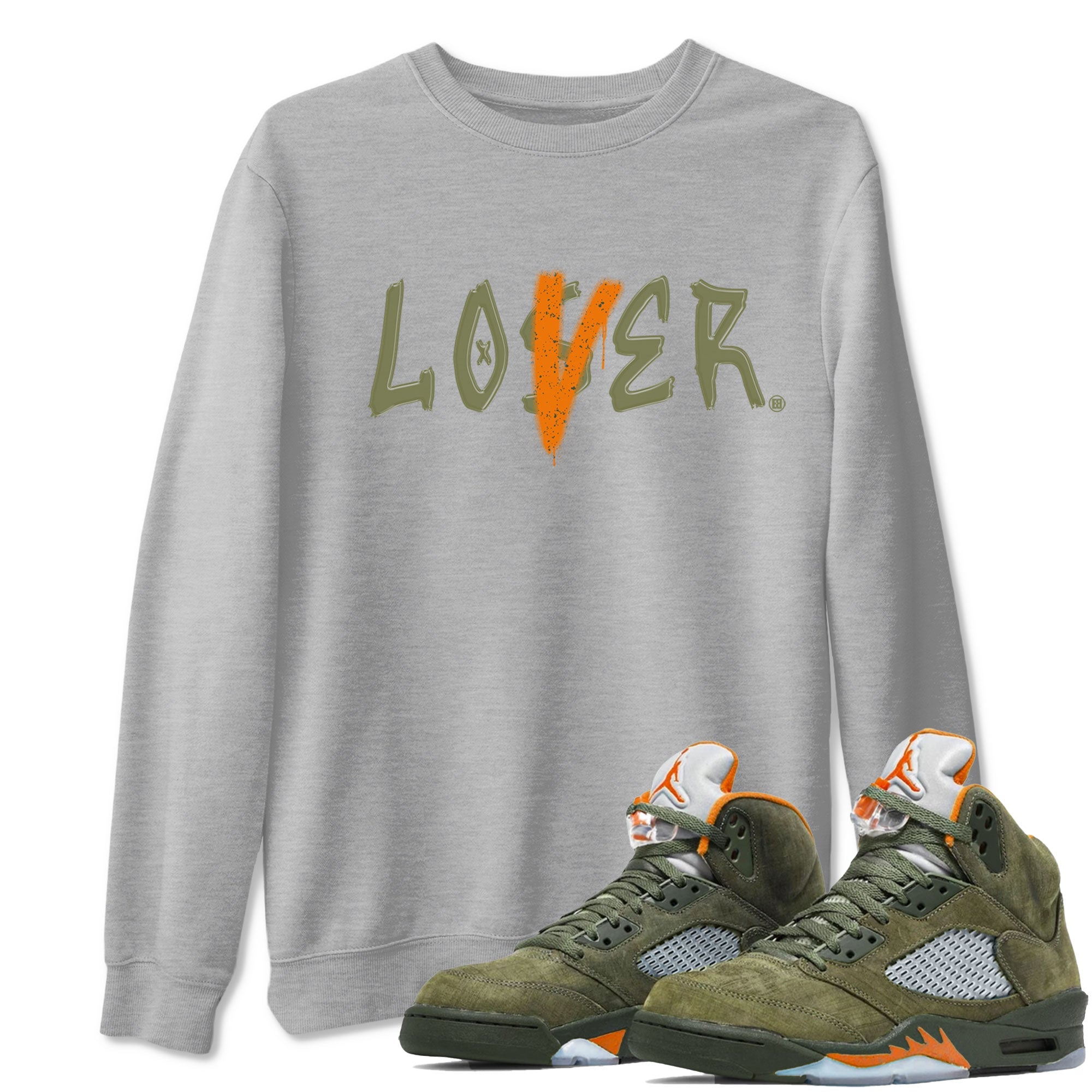 5s Olive shirt to match jordans Loser Lover sneaker tees Air Jordan 5 Retro Olive Drip Gear Zone unisex cotton Heather Grey 1 crew neck shirt