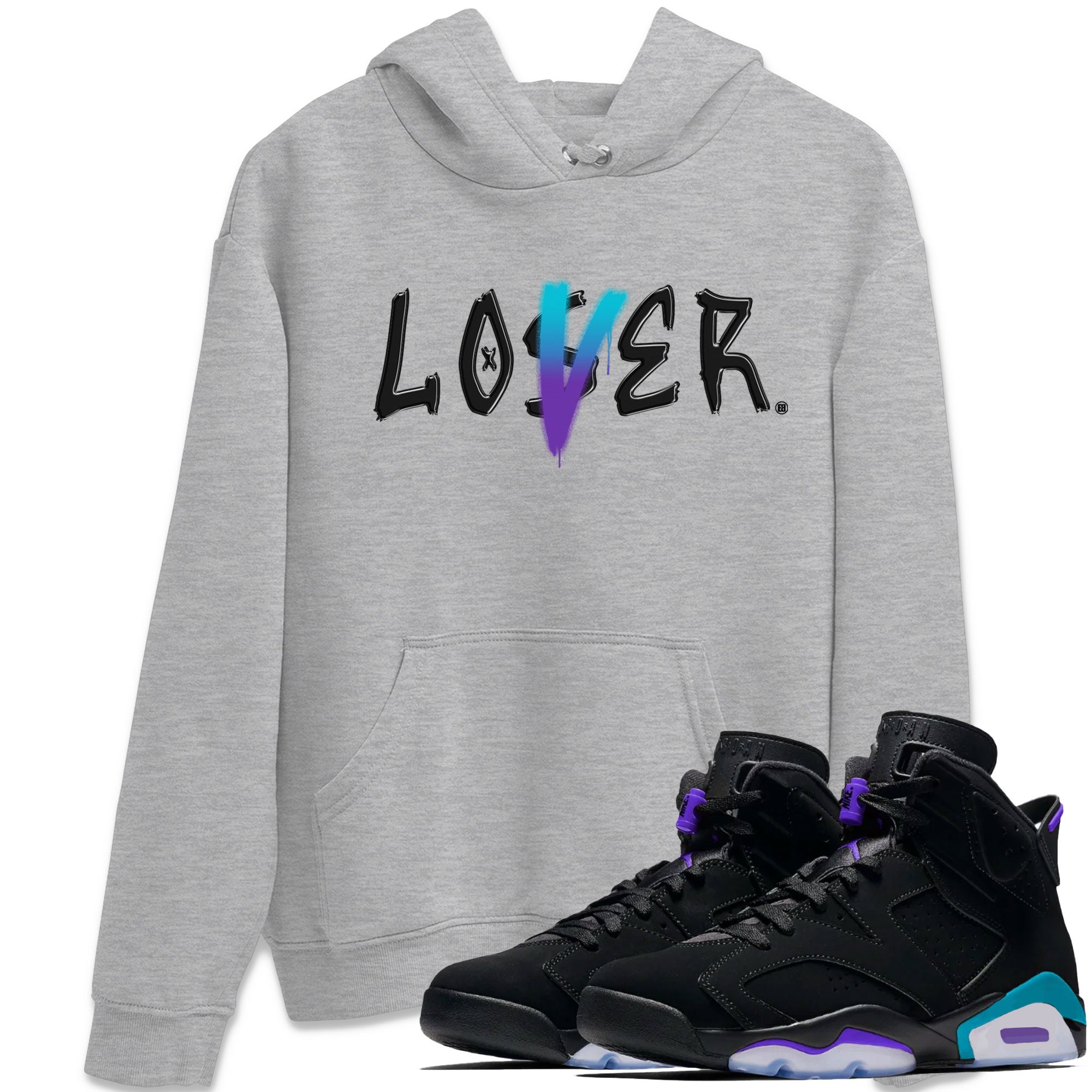 AJ6 Aqua Sneaker Match Tees Loser Lover Streetwear Sneaker Shirt Air Jordan 6 Aqua Drip Gear Zone Sneaker Matching Clothing Unisex Shirts Heather Grey 1