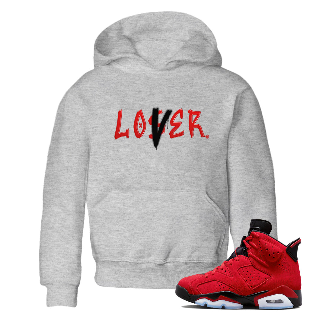 Air Jordan 6 Toro Bravo Sneaker Match Tees Loser Lover Streetwear Sneaker Shirt AJ6 Toro Bravo Shirt Kids Shirts Heather Grey 1