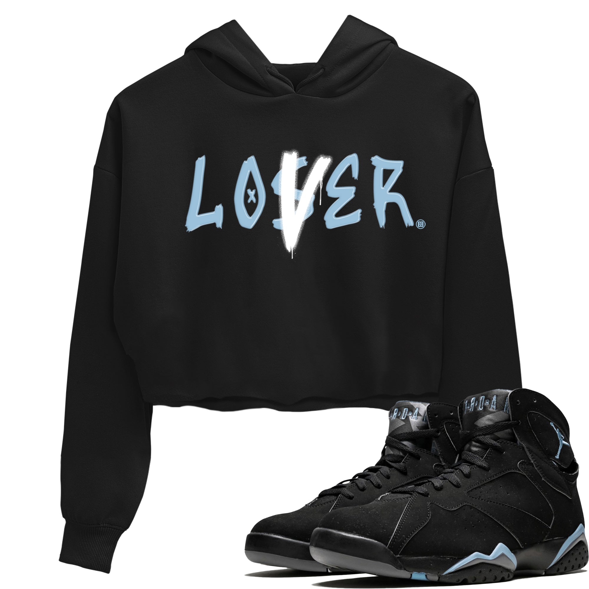 Air Jordan 7 Chambray Sneaker Match Tees Loser Lover Streetwear Sneaker Shirt AJ7 Chambray Drip Gear Zone Sneaker Matching Clothing Women's Shirts Black 1