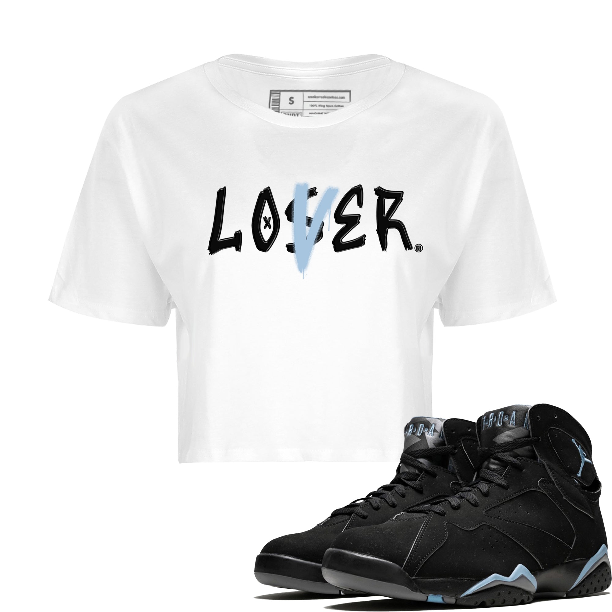 Air Jordan 7 Chambray Sneaker Match Tees Loser Lover Streetwear Sneaker Shirt AJ7 Chambray Drip Gear Zone Sneaker Matching Clothing Women's Shirts White 1