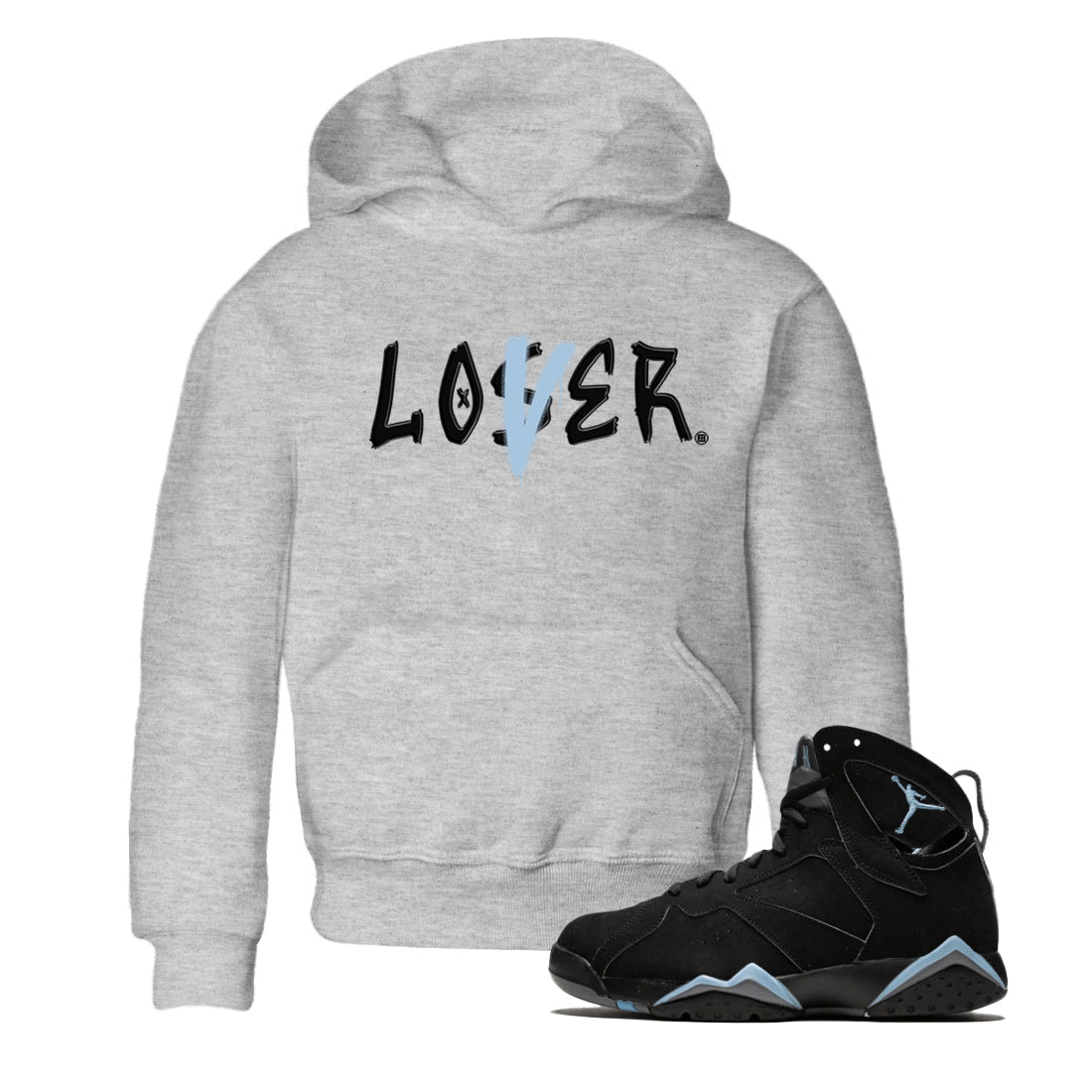 Air Jordan 7 Chambray Sneaker Match Tees Loser Lover Streetwear Sneaker Shirt AJ7 Chambray Drip Gear Zone Sneaker Matching Clothing Kids Shirts Heather Grey 1