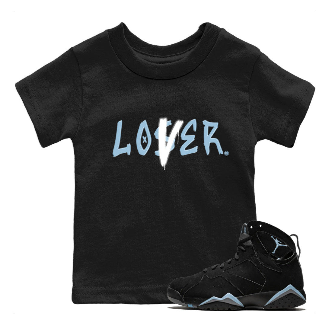 Air Jordan 7 Chambray Sneaker Match Tees Loser Lover Streetwear Sneaker Shirt AJ7 Chambray Drip Gear Zone Sneaker Matching Clothing Kids Shirts Black 1